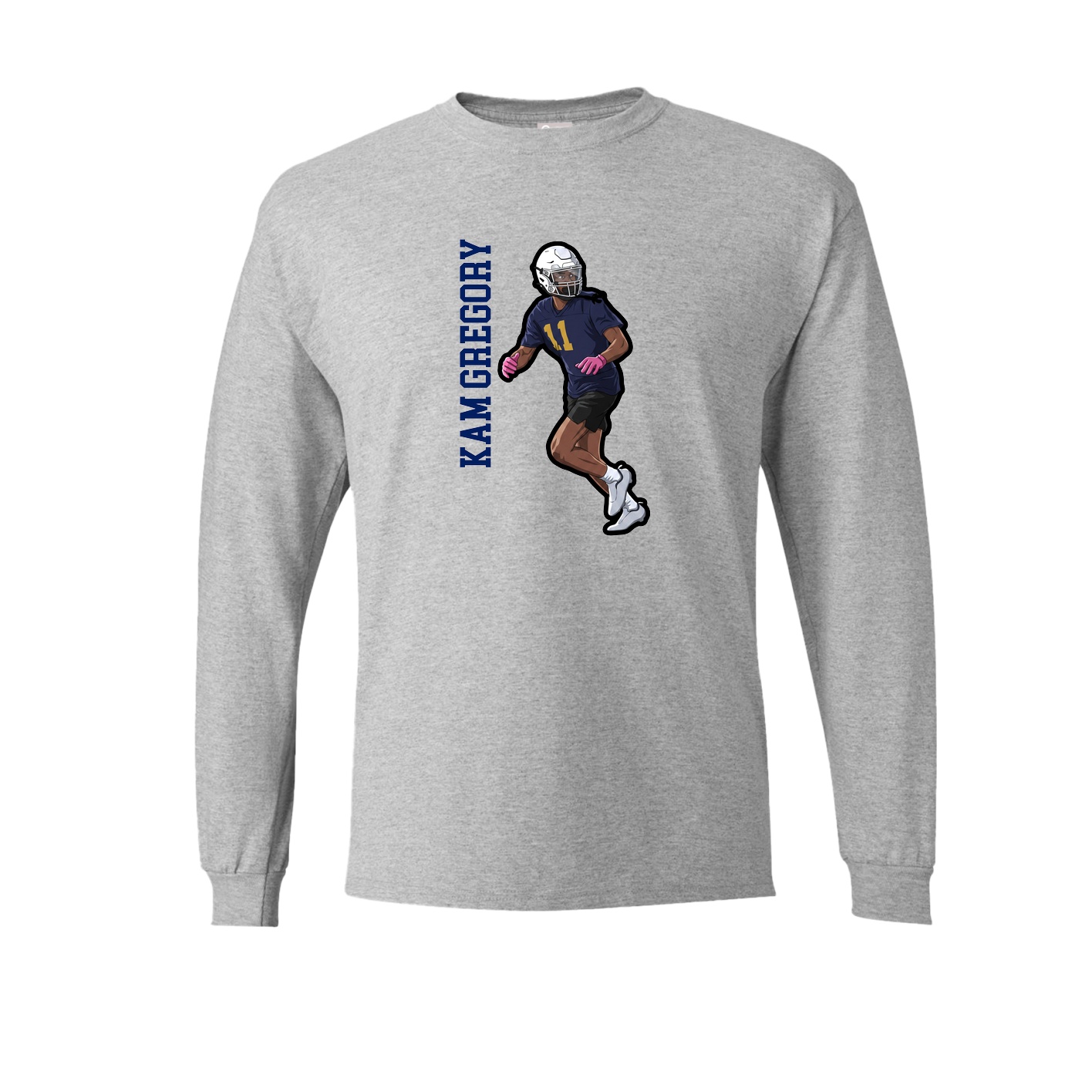 Long Sleeve Tee — Name Vertical in Grey