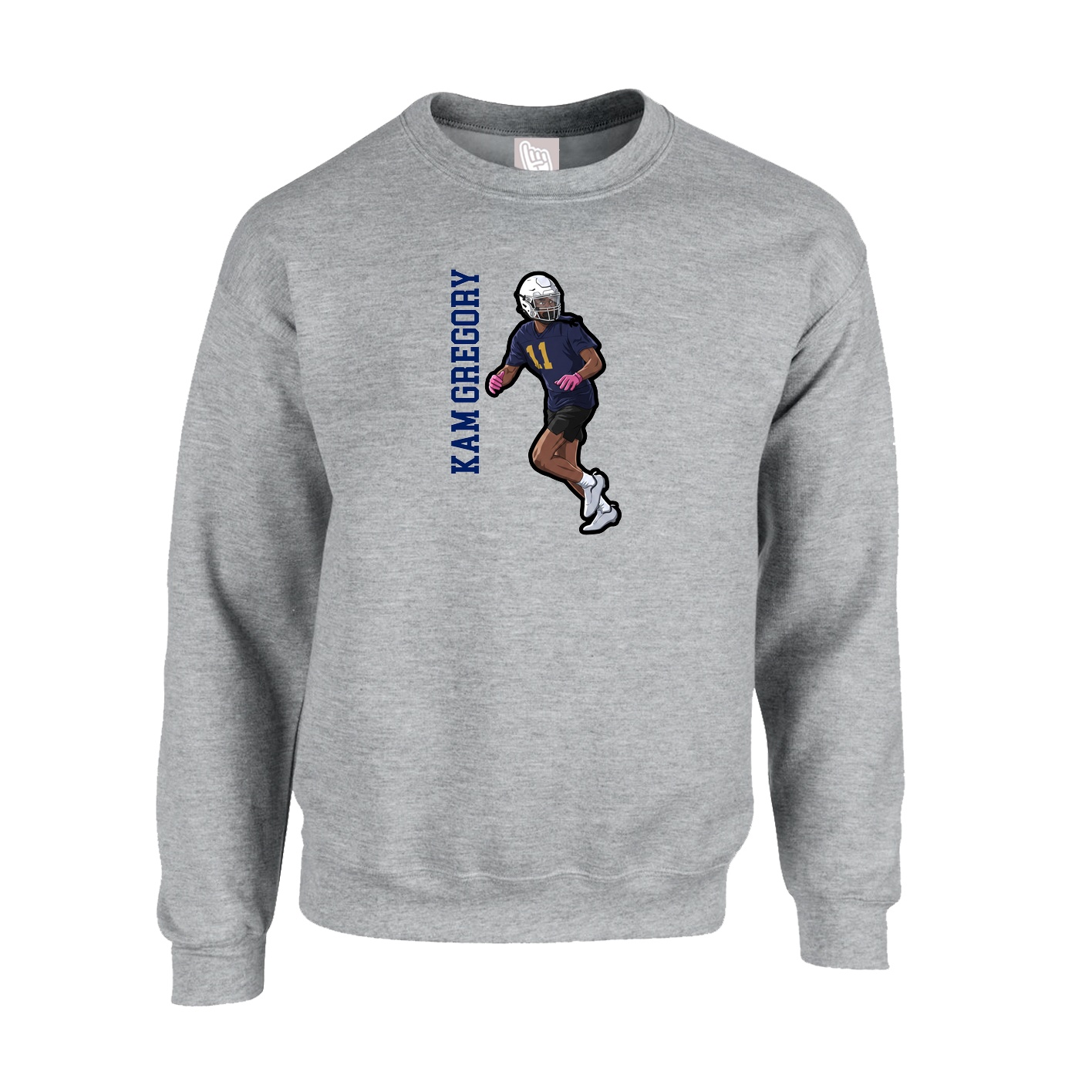 Fleece Crew — Name Vertical in Grey