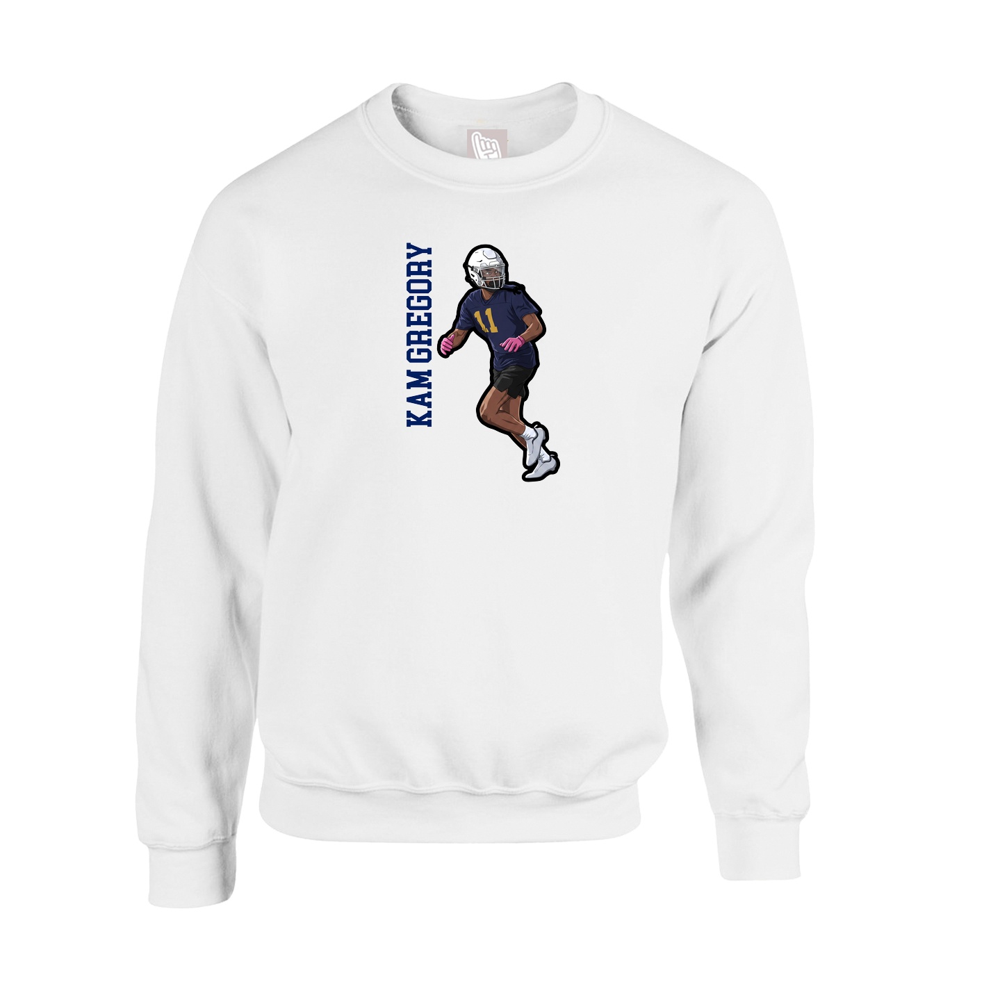 Fleece Crew — Name Vertical in White