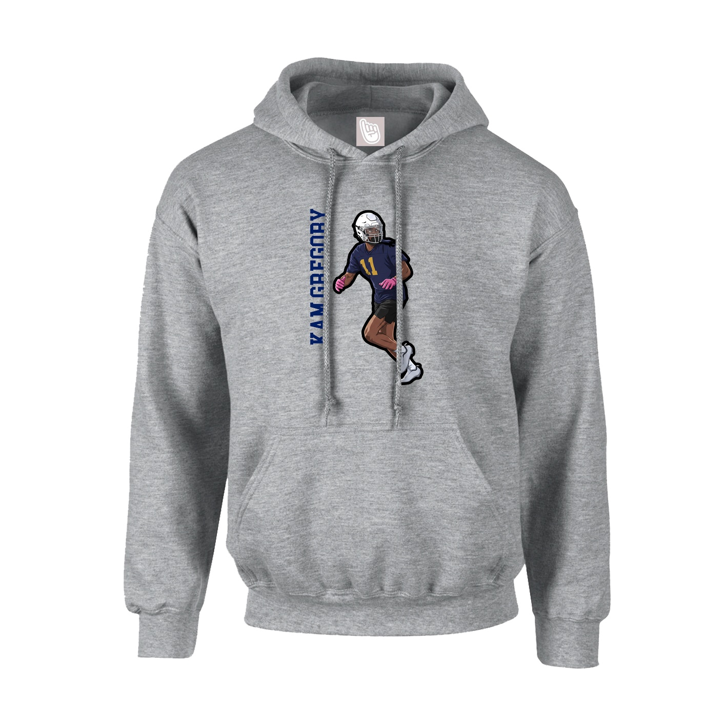 Youth Hoodie — Name Vertical in Grey