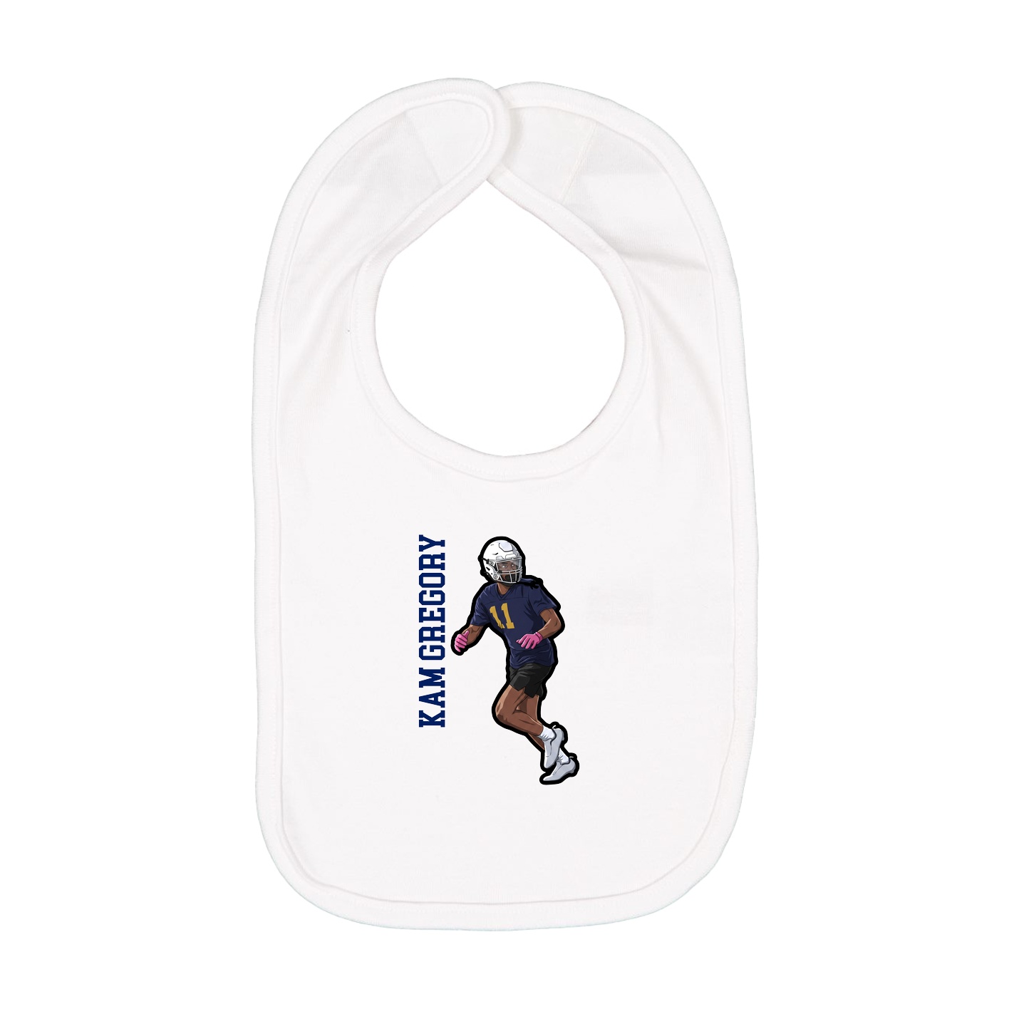 Infant Bib — Name Vertical in White