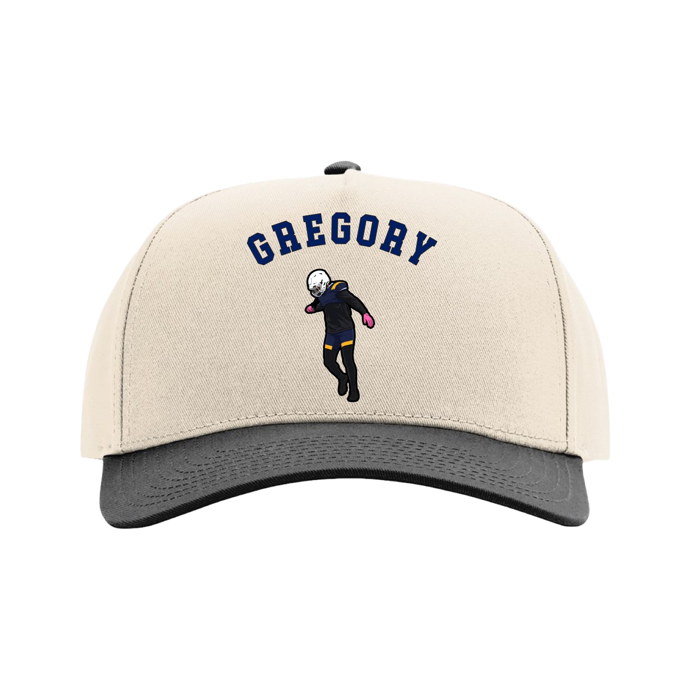 Full Fabric Five-Panel Champ Cap — Shirsey Arch in Cream/Black