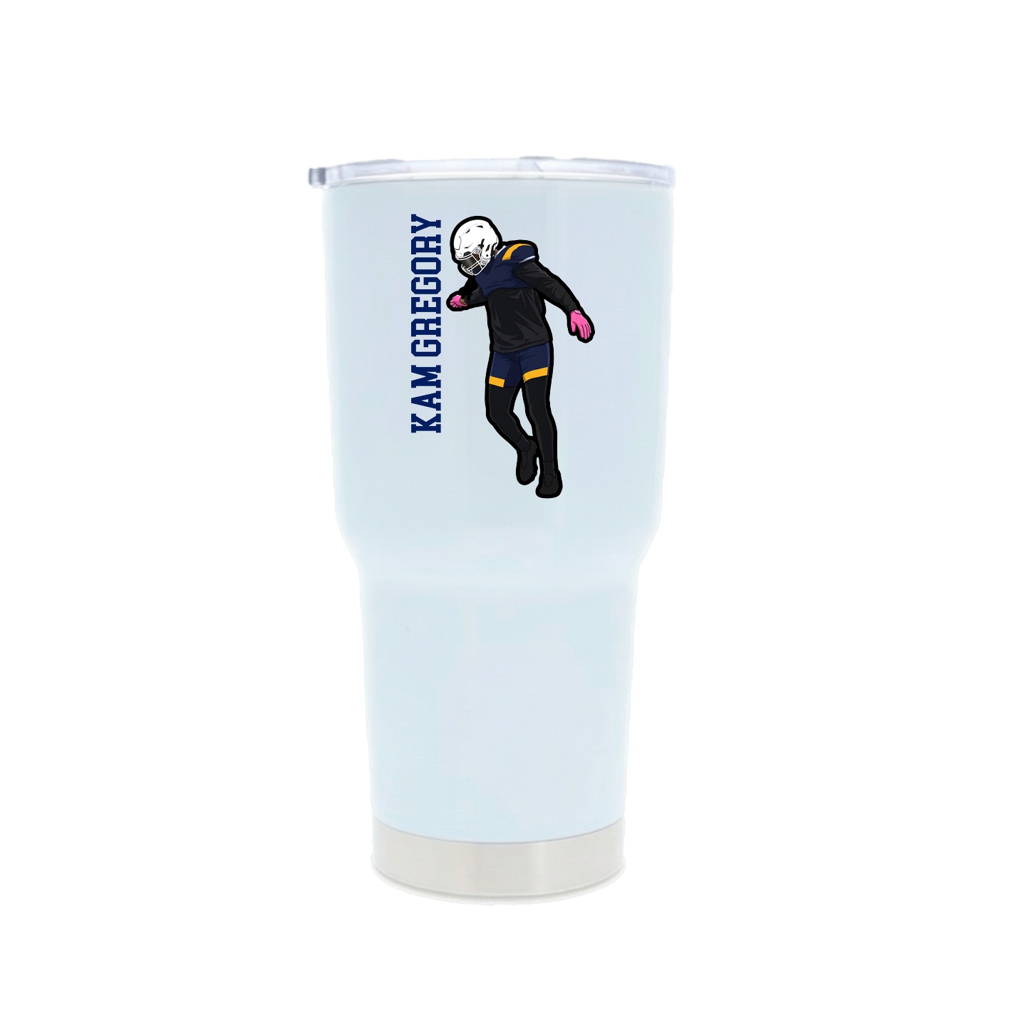 30oz Stainless Steel Tumbler — Name Vertical in White
