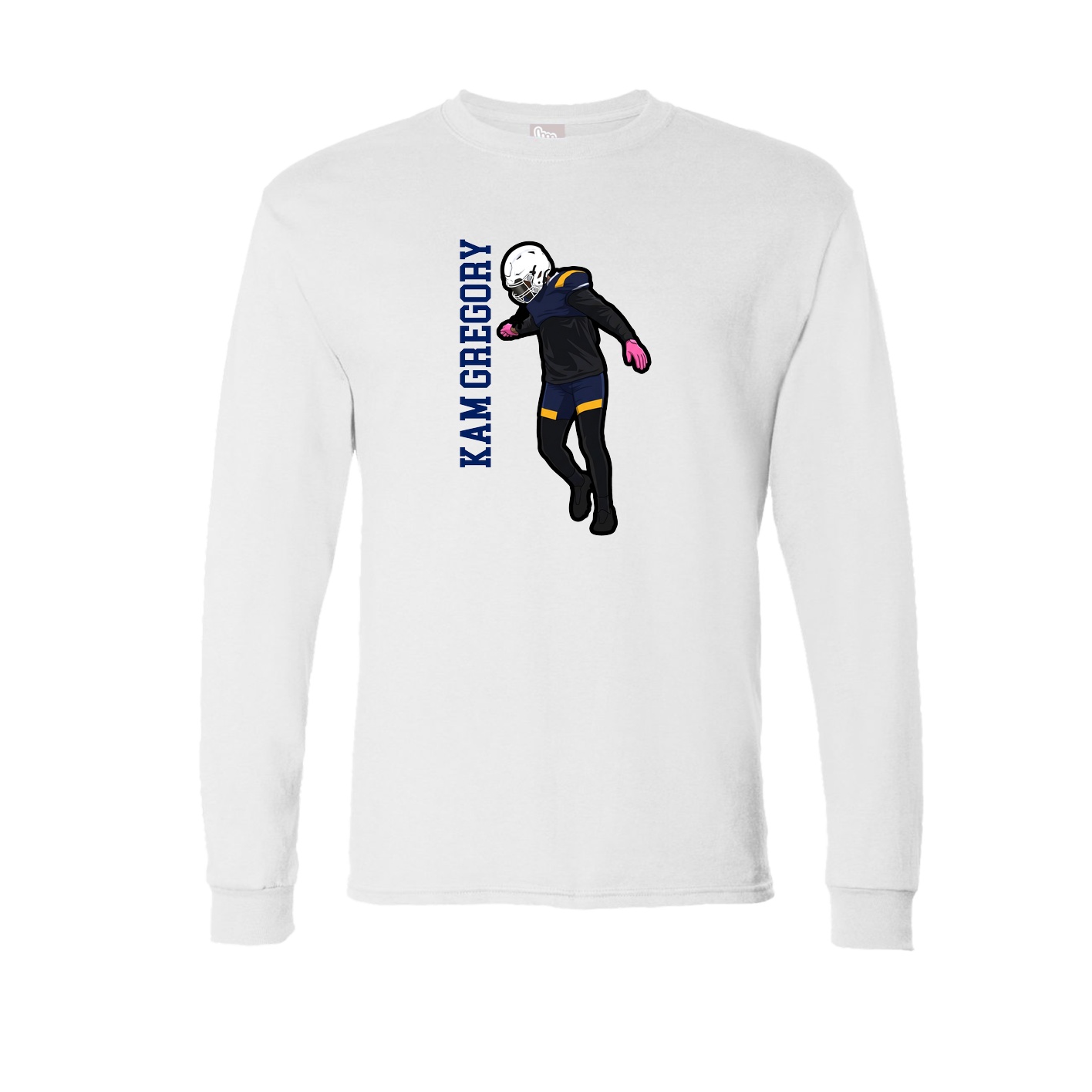 Long Sleeve Tee — Name Vertical in White