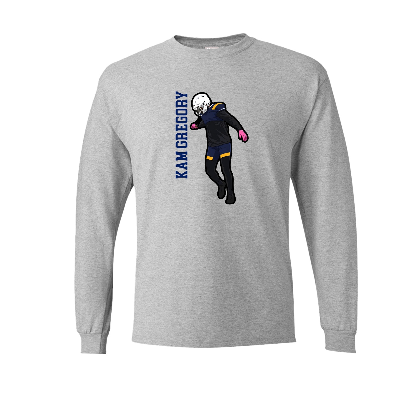 Long Sleeve Tee — Name Vertical in Grey