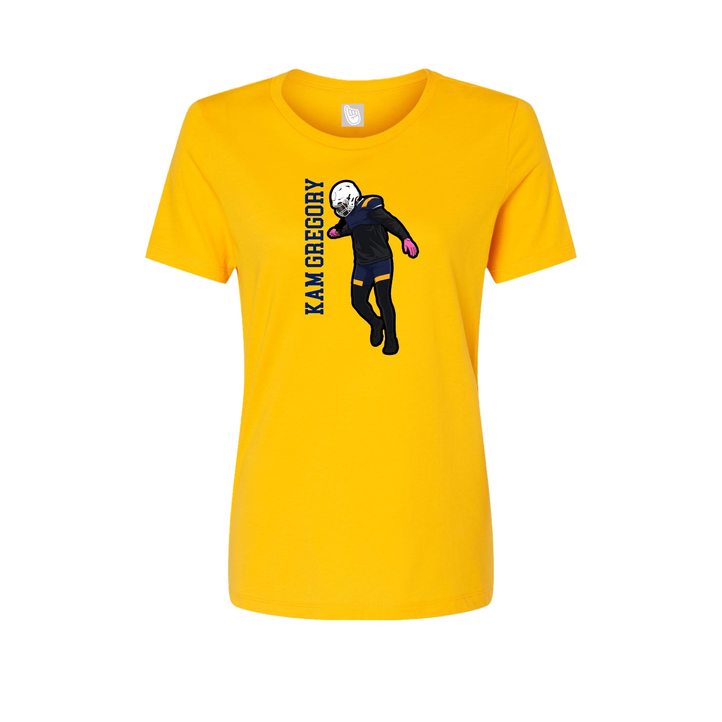 Womens Tee — Name Vertical in Gold