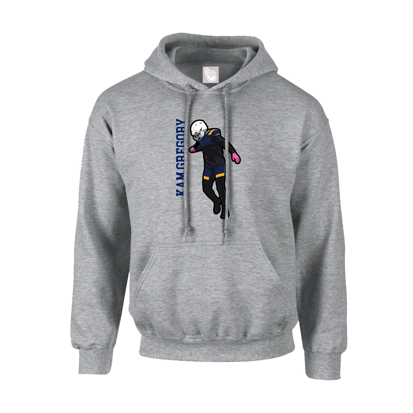 Hoodie — Name Vertical in Grey