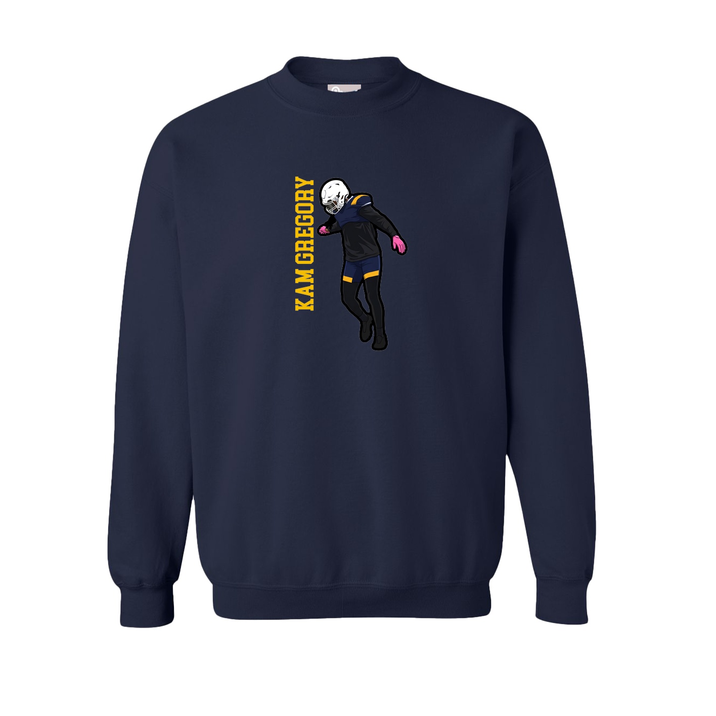 Fleece Crew — Name Vertical in Navy