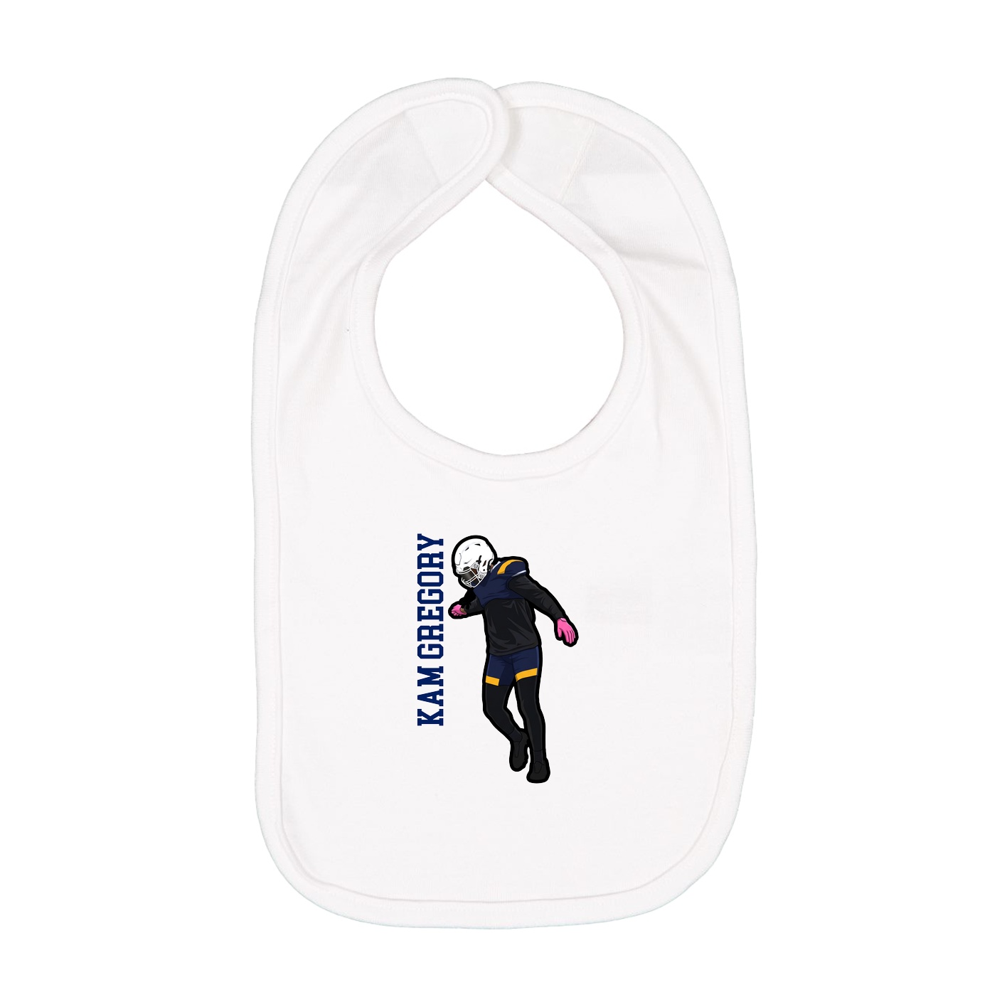 Infant Bib — Name Vertical in White