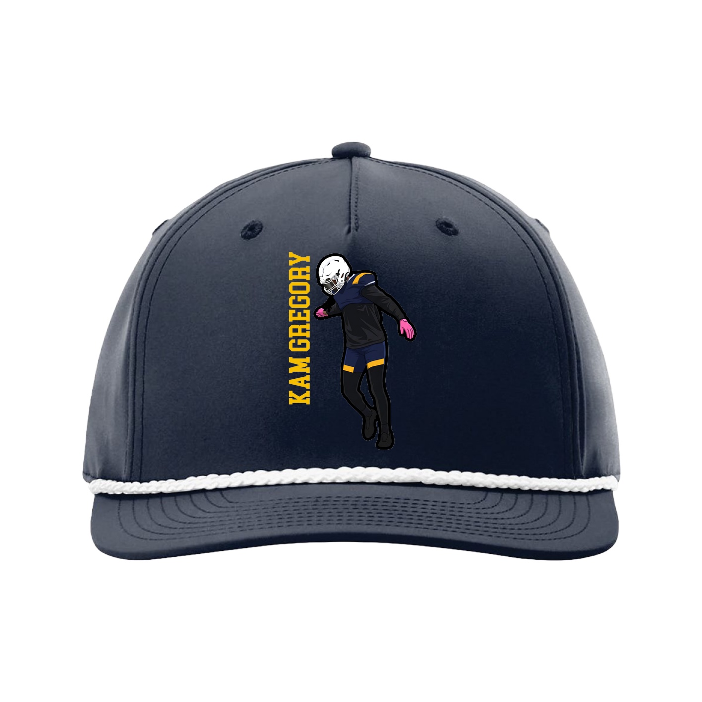 Five-Panel Classic Rope Cap — Name Vertical in Navy