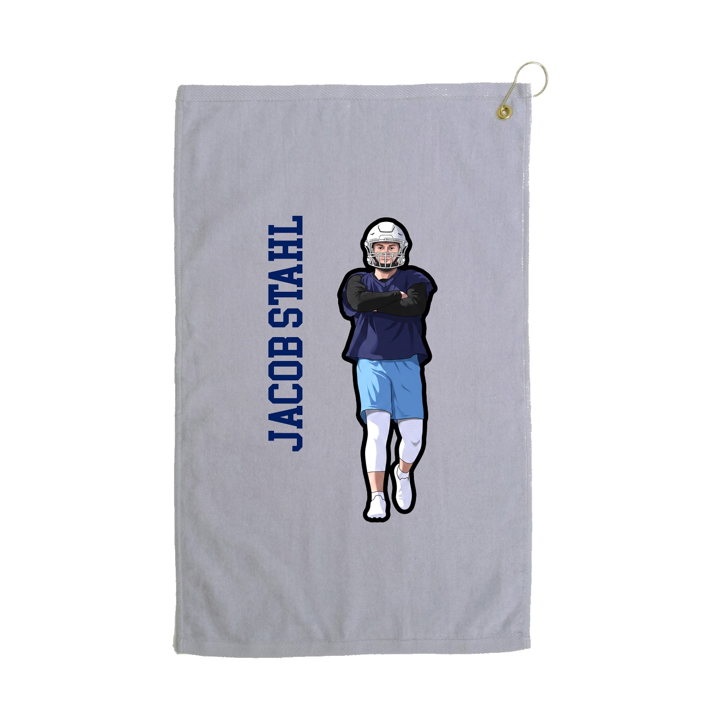 Golf Towel — Name Vertical in Grey