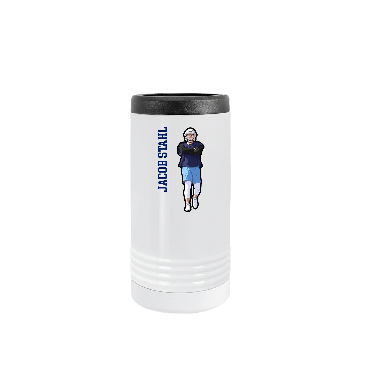 Slim Beverage Holder — Name Vertical in White