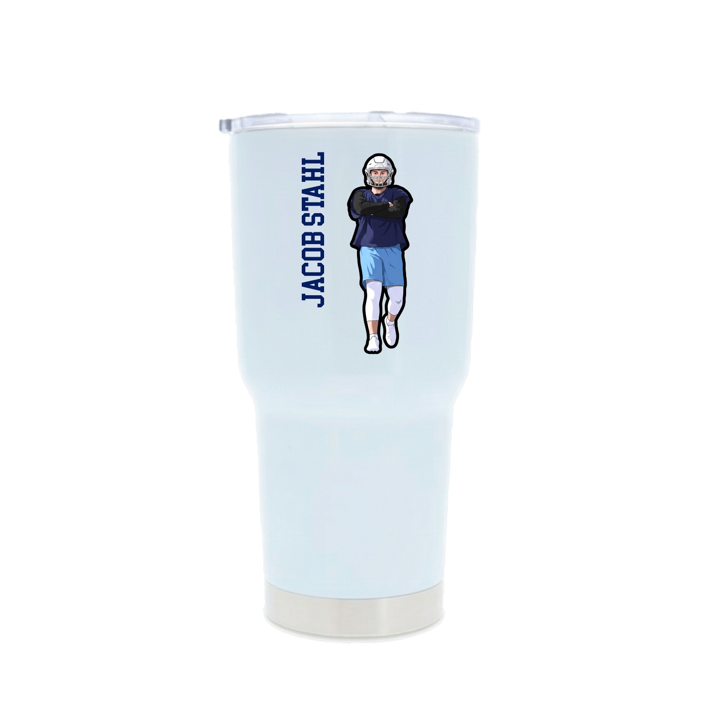 30oz Stainless Steel Tumbler — Name Vertical in White