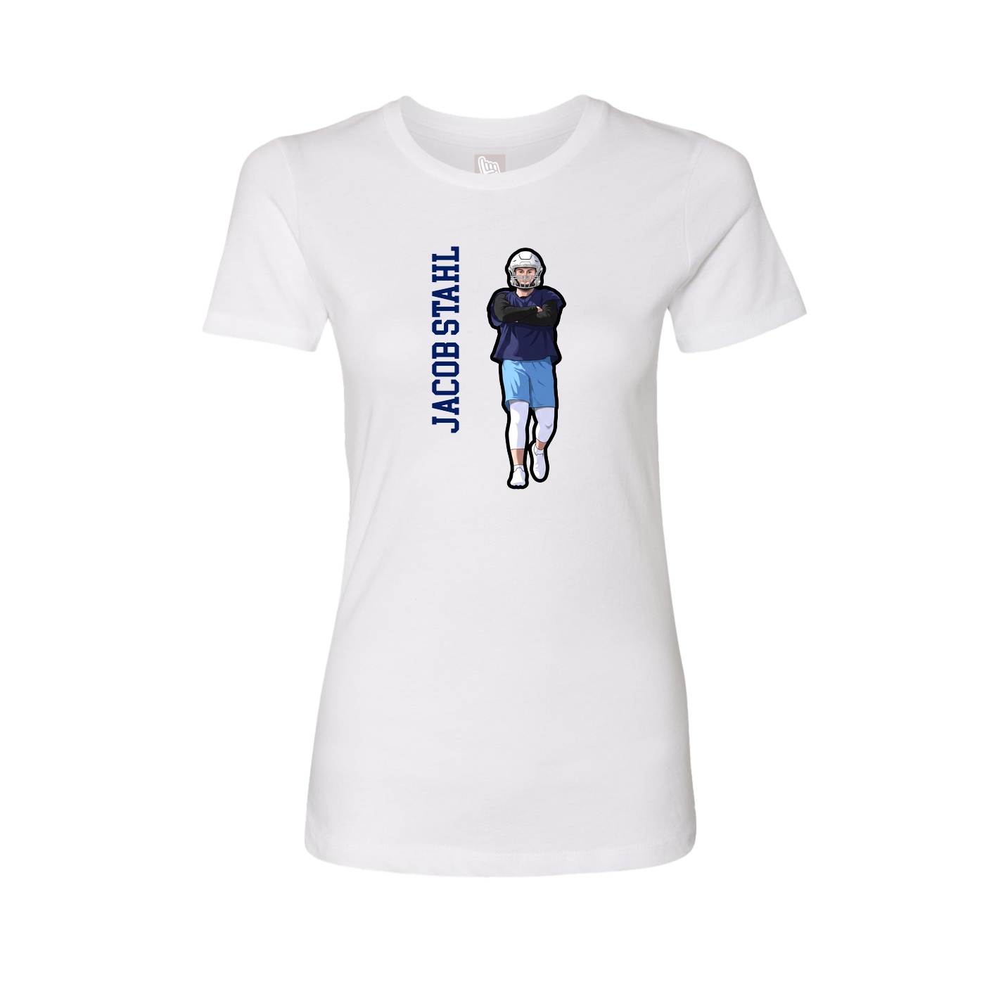 Fitted Women's Tee — Name Vertical in White
