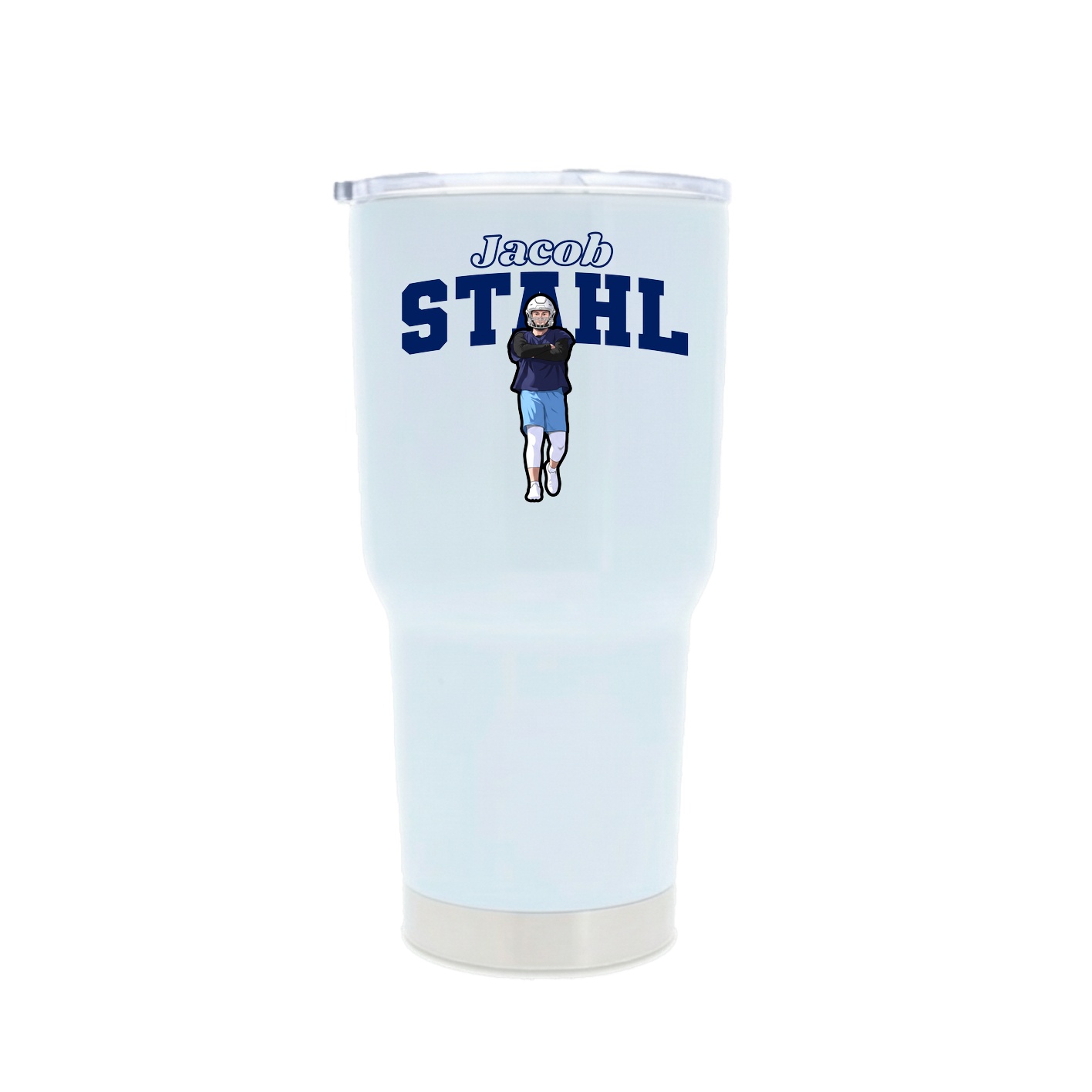 30oz Stainless Steel Tumbler — Name Arch in White