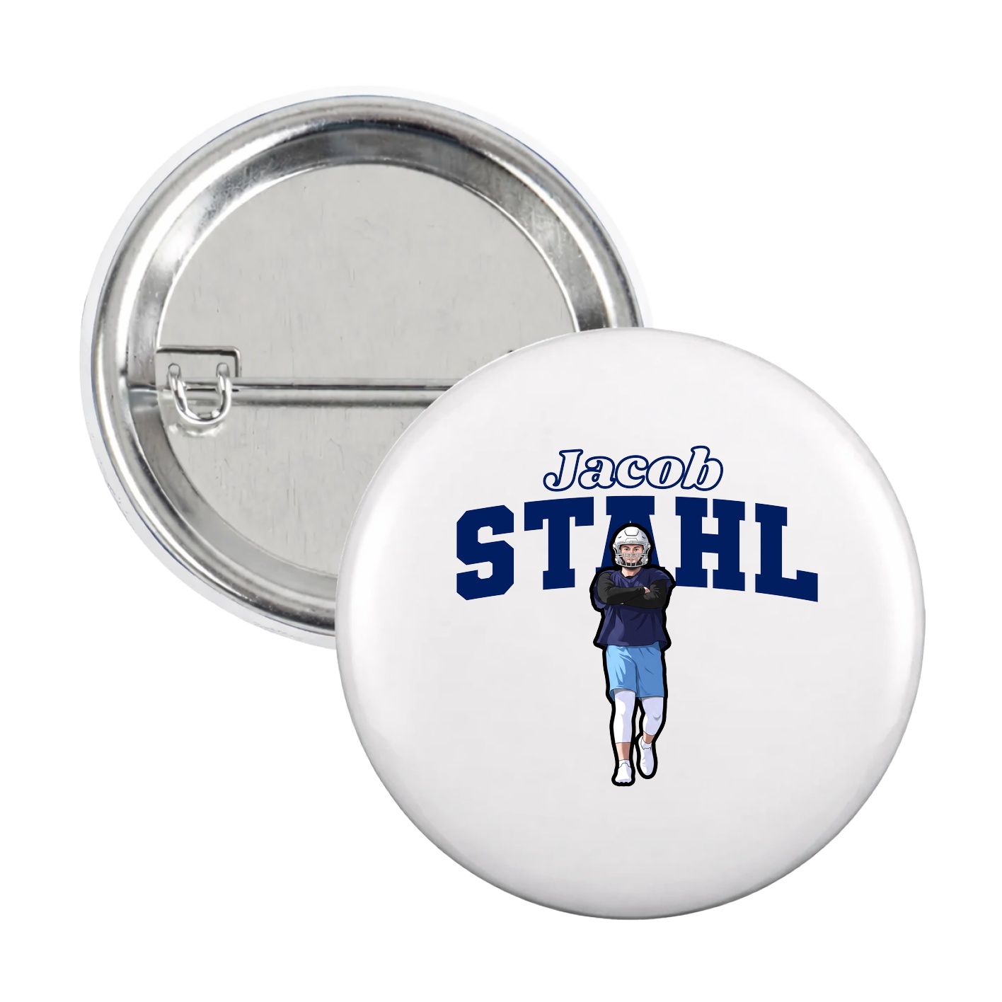 Game Day Button — Name Arch in White