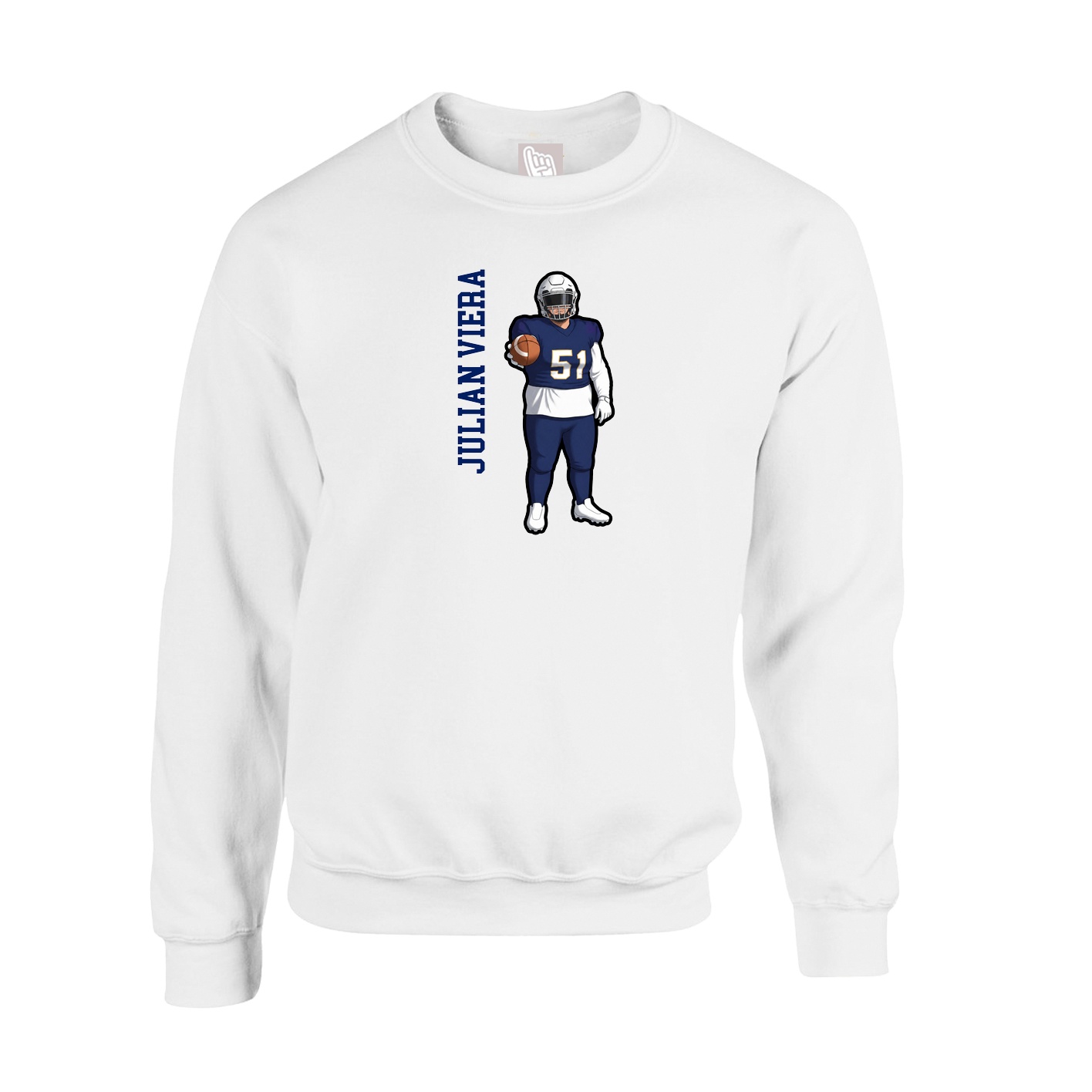 Fleece Crew — Name Vertical in White