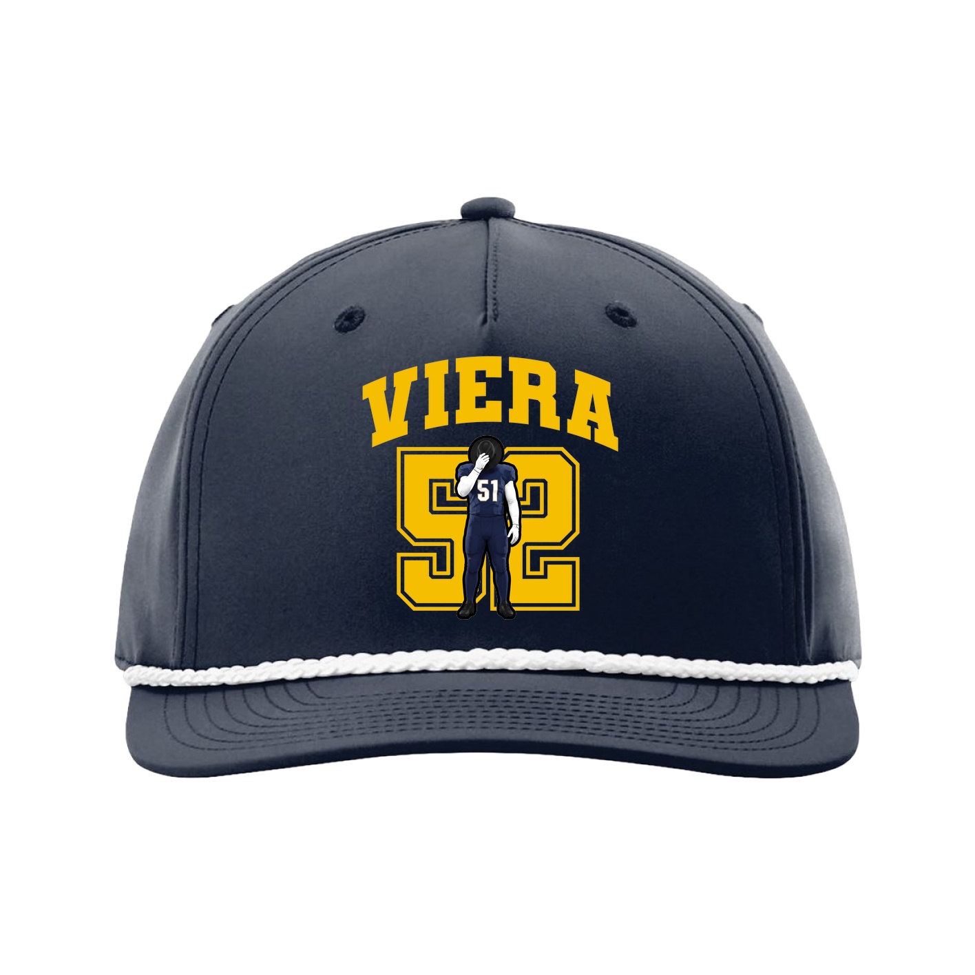 Five-Panel Classic Rope Cap — Number in Navy
