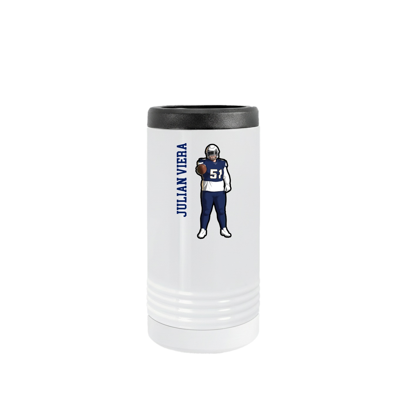 Slim Beverage Holder — Name Vertical in White