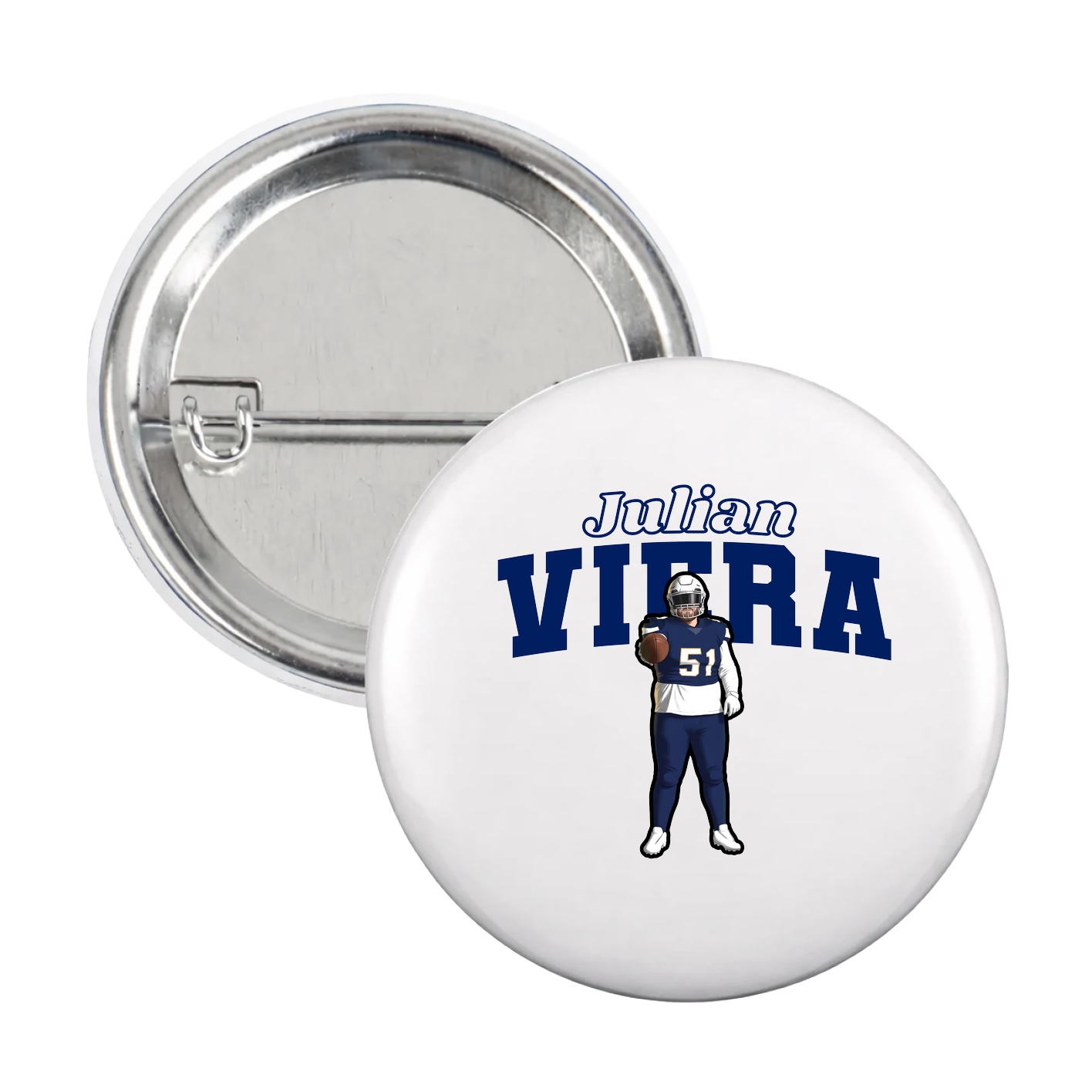 Game Day Button — Name Arch in White