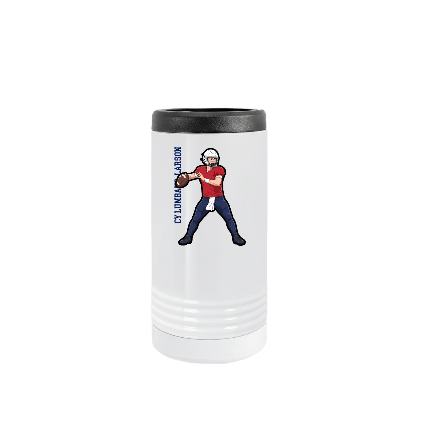 Slim Beverage Holder — Name Vertical in White