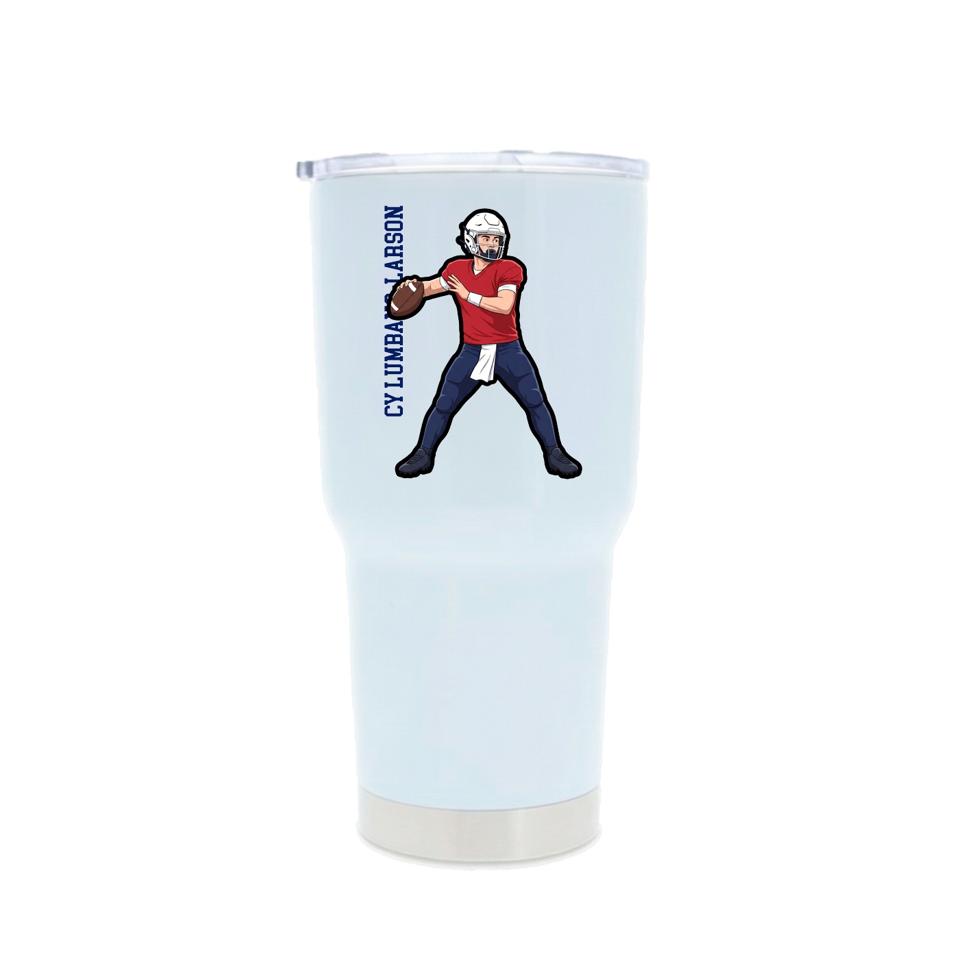 30oz Stainless Steel Tumbler — Name Vertical in White