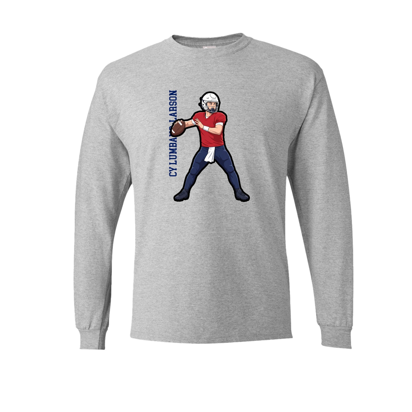 Long Sleeve Tee — Name Vertical in Grey