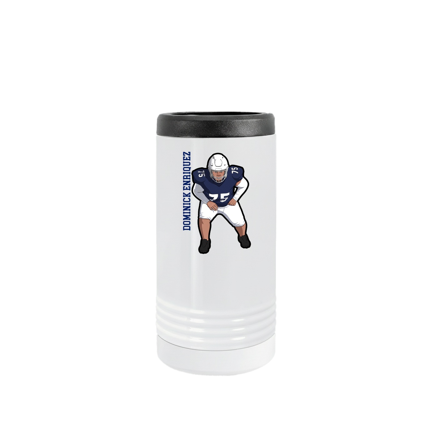 Slim Beverage Holder — Name Vertical in White