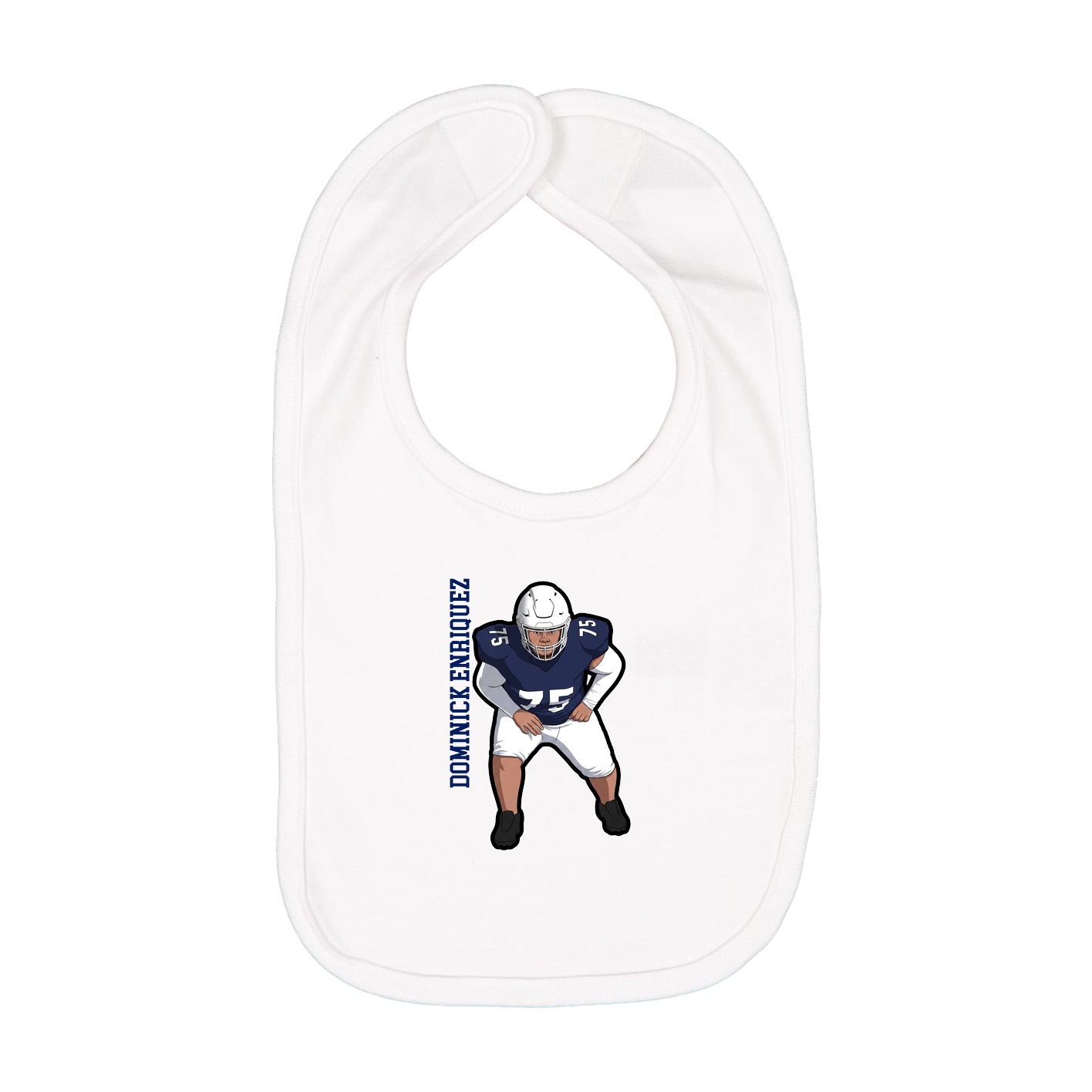 Infant Bib — Name Vertical in White
