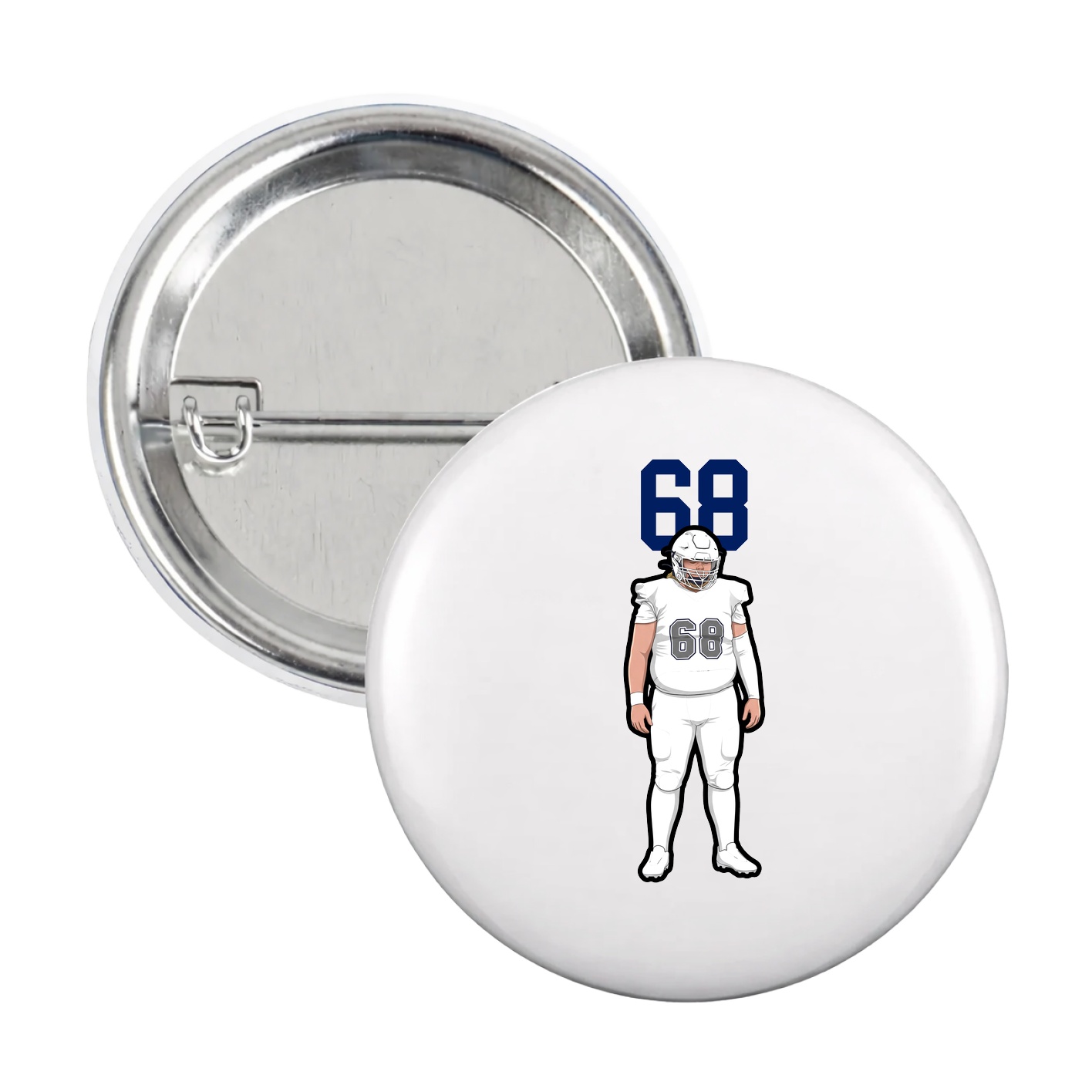 Game Day Button — Number Top in White