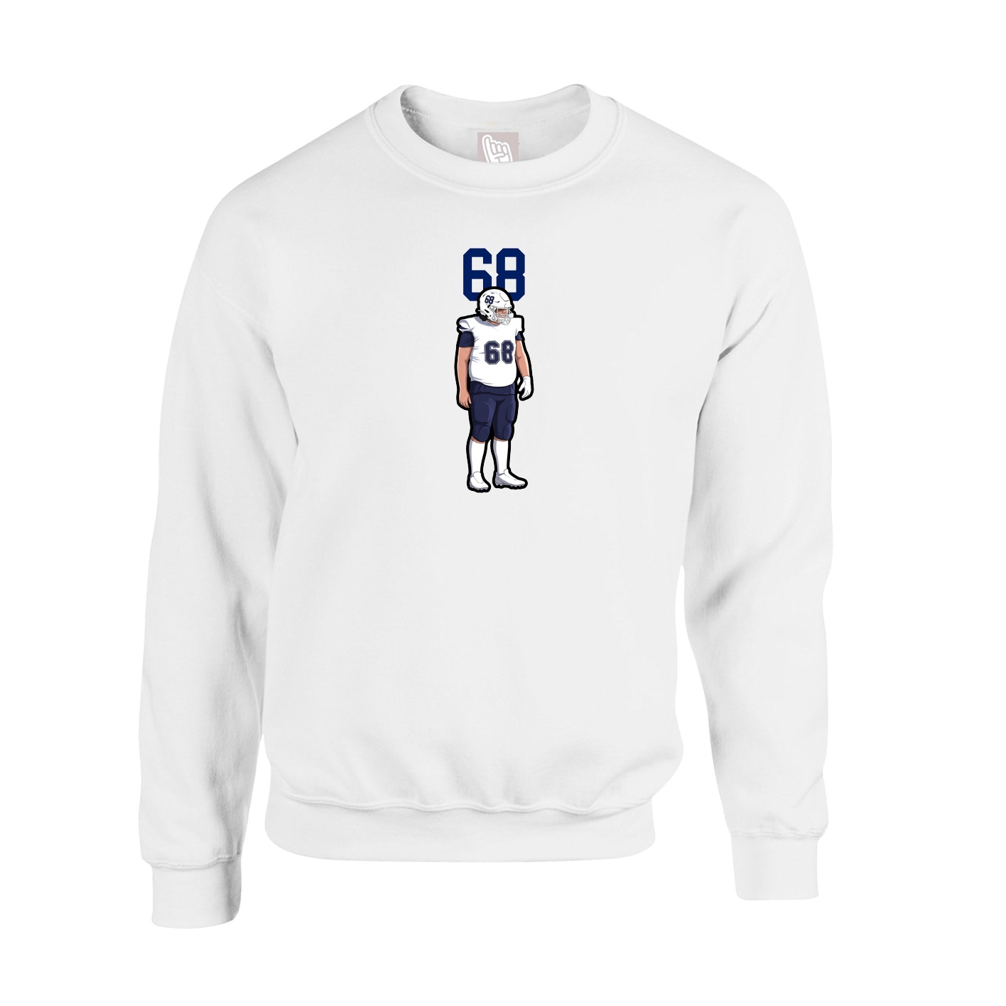 Fleece Crew — Number Top in White