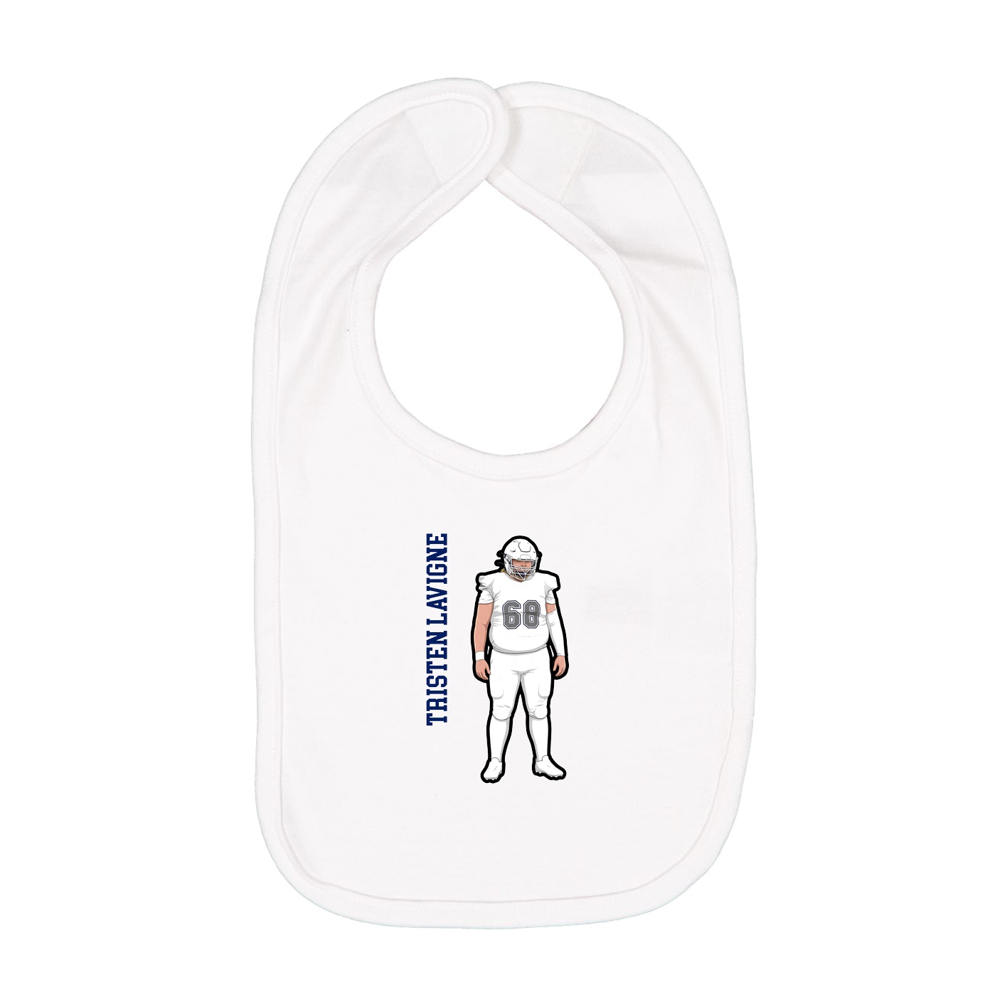 Infant Bib — Name Vertical in White