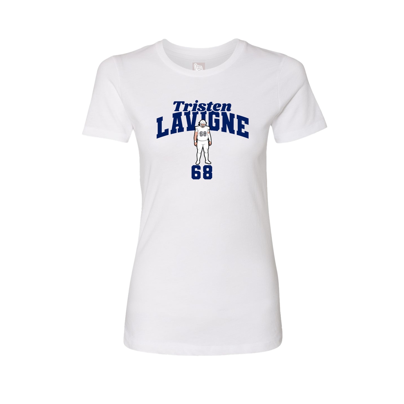 Fitted Women's Tee — Signature Arch in White
