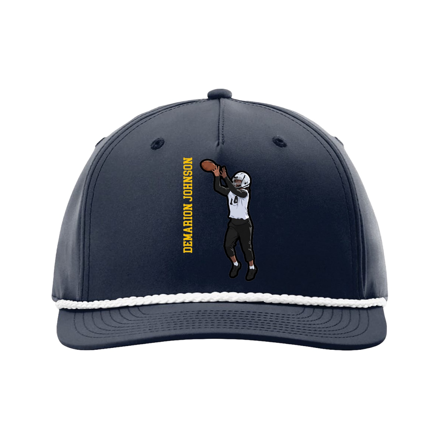 Five-Panel Classic Rope Cap — Name Vertical in Navy
