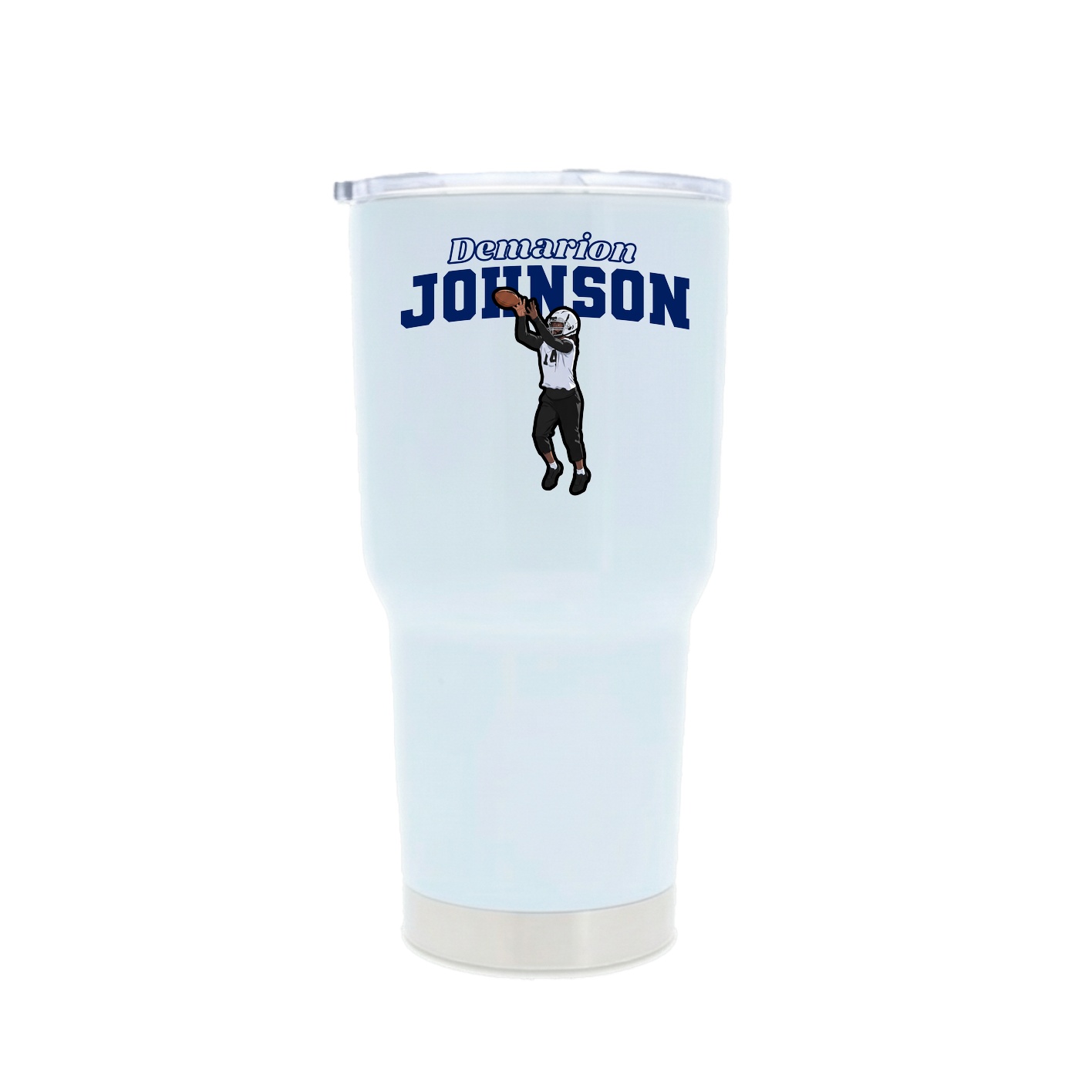 30oz Stainless Steel Tumbler — Name Arch in White