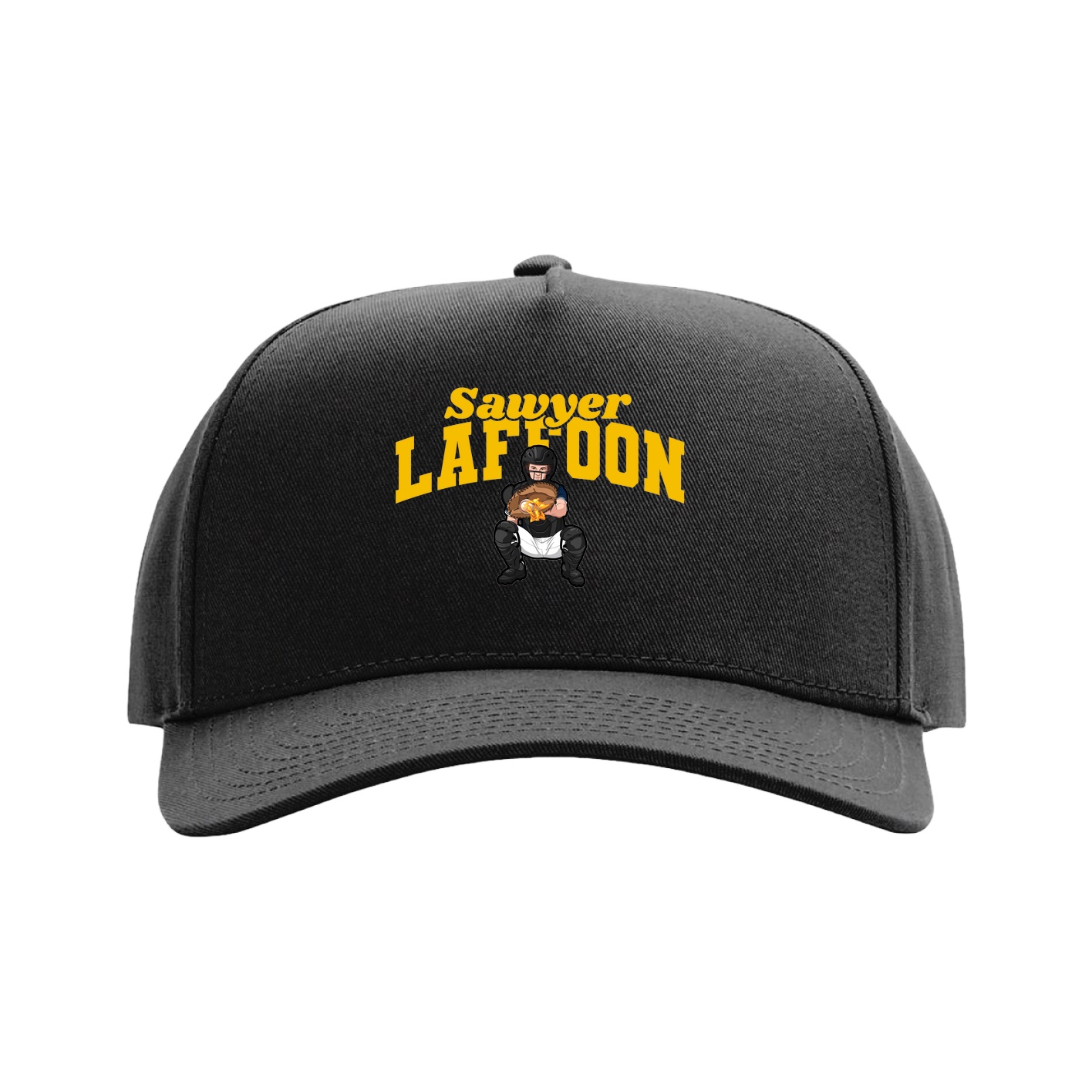 Full Fabric Five-Panel Champ Cap — Signature Arch in Black