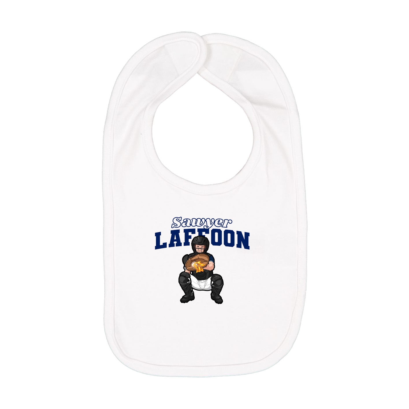 Infant Bib — Name Arch in White