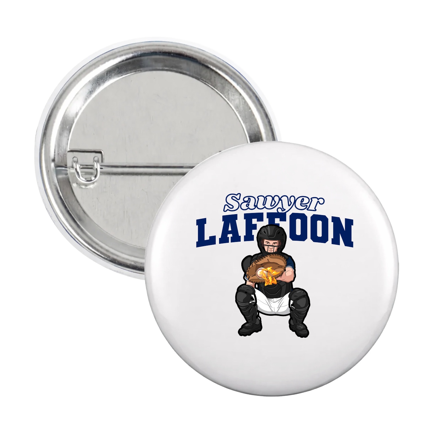 Game Day Button — Name Arch in White