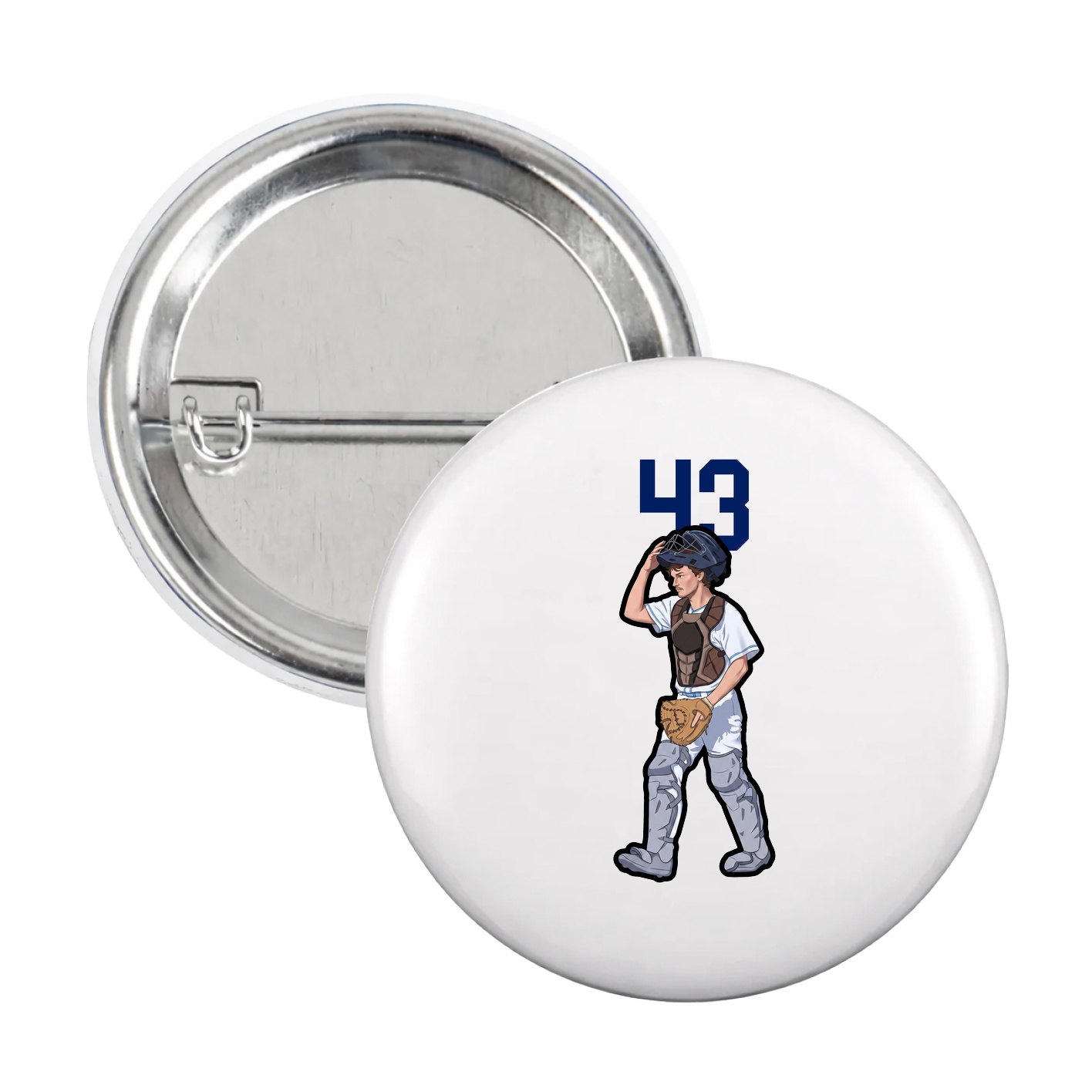 Game Day Button — Number Top in White