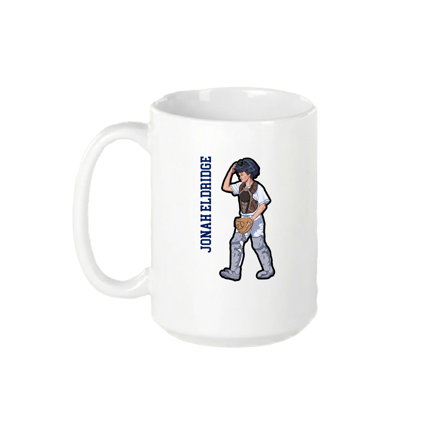 15oz Coffee Mug — Name Vertical in White