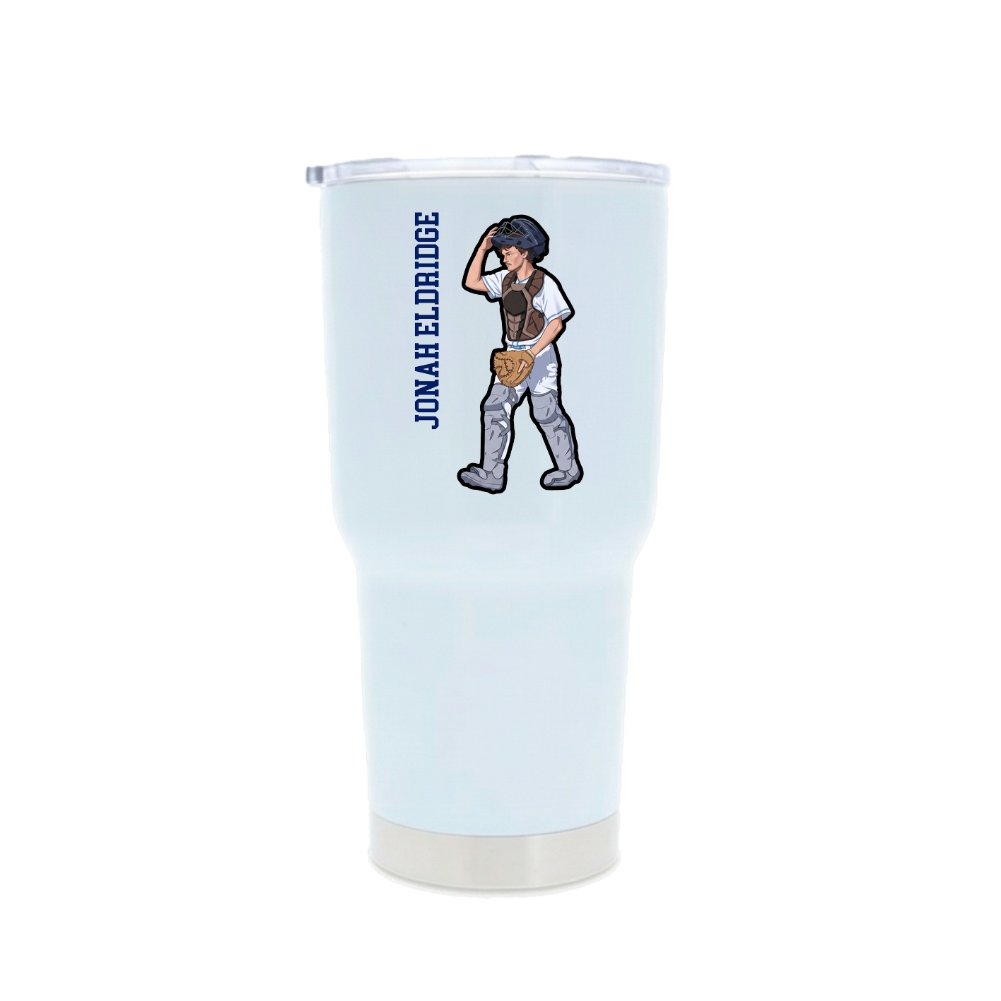 30oz Stainless Steel Tumbler — Name Vertical in White