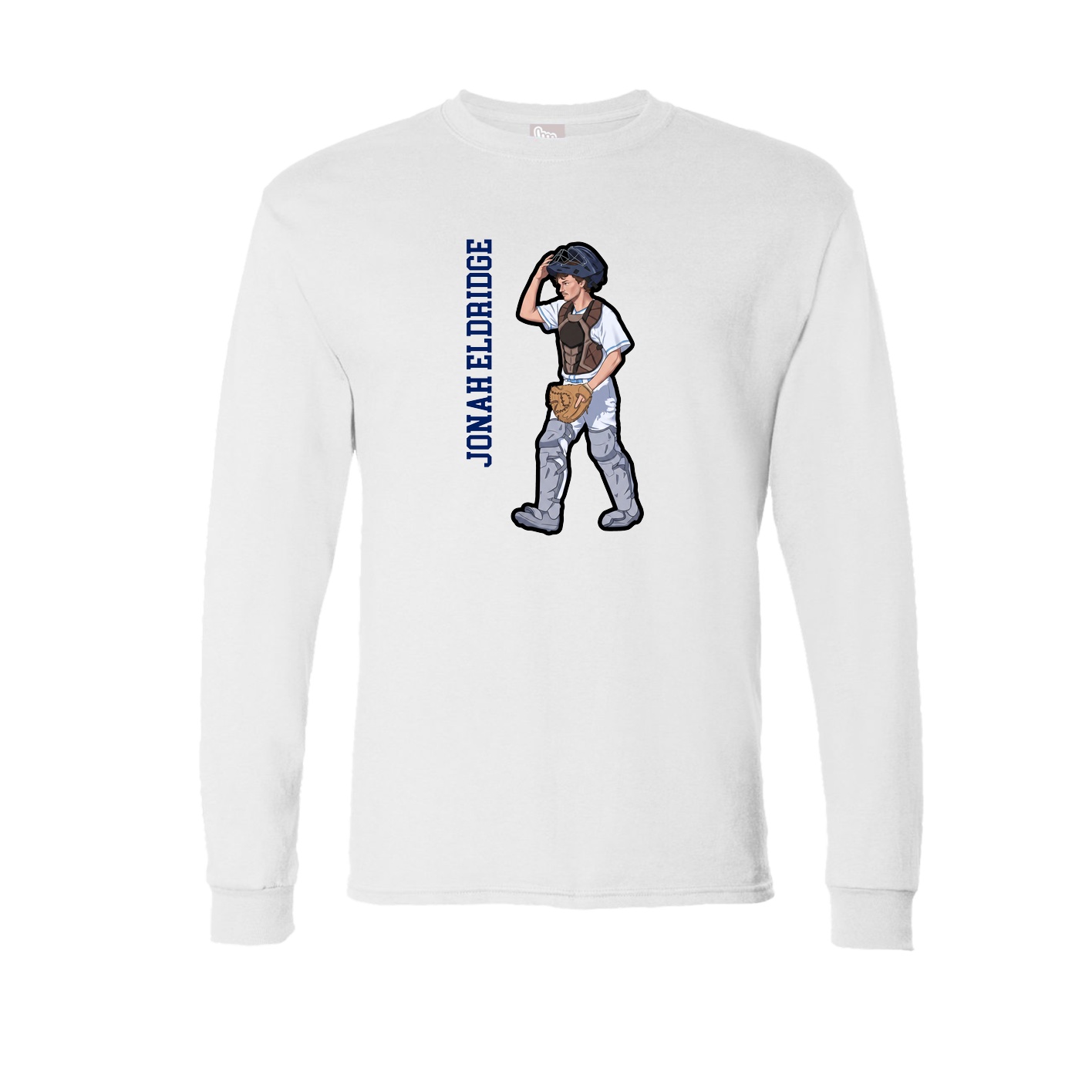 Long Sleeve Tee — Name Vertical in White