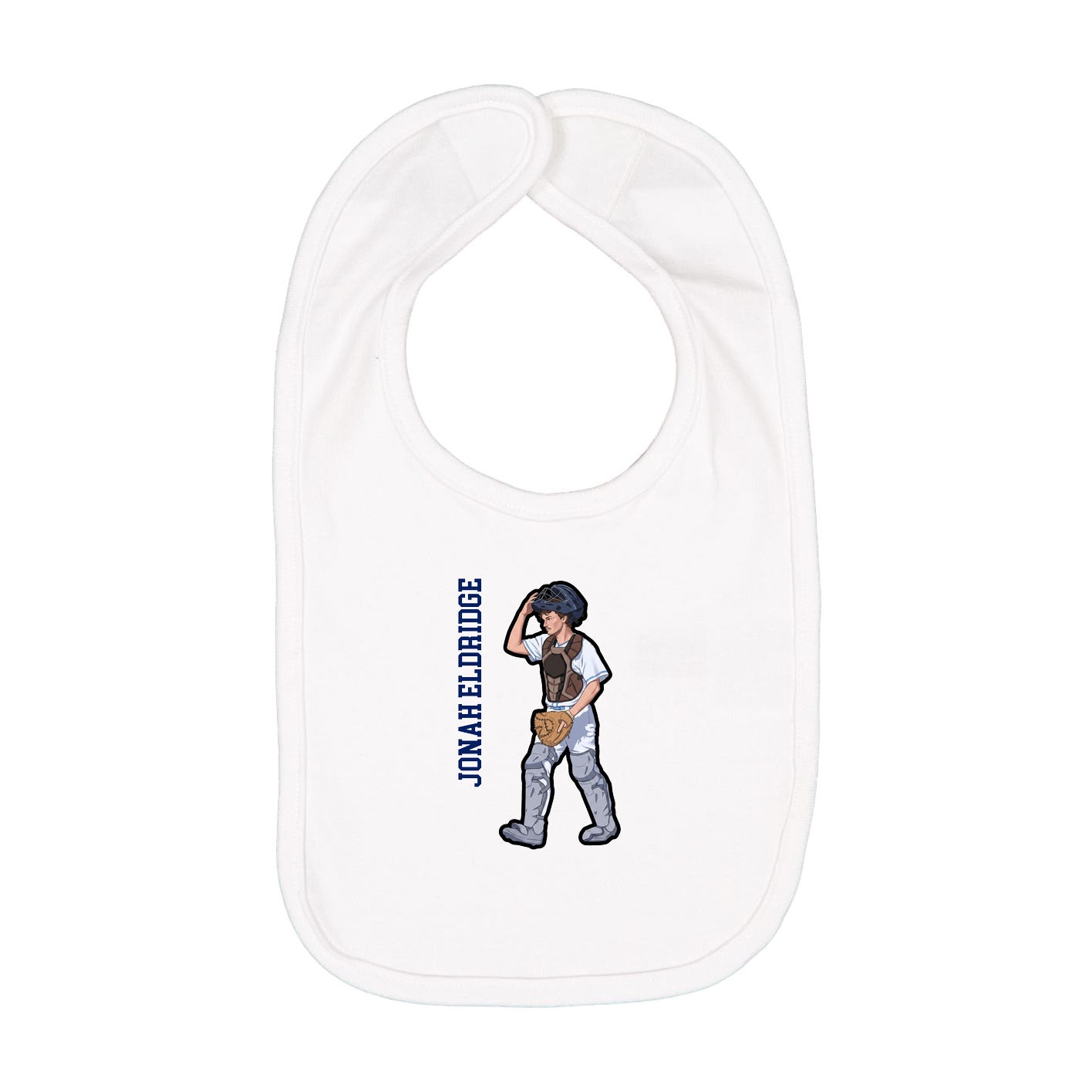 Infant Bib — Name Vertical in White