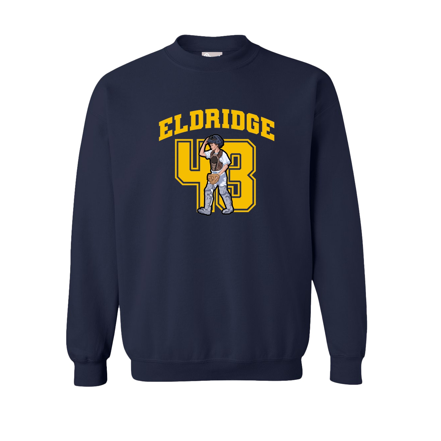Fleece Crew — Number in Navy