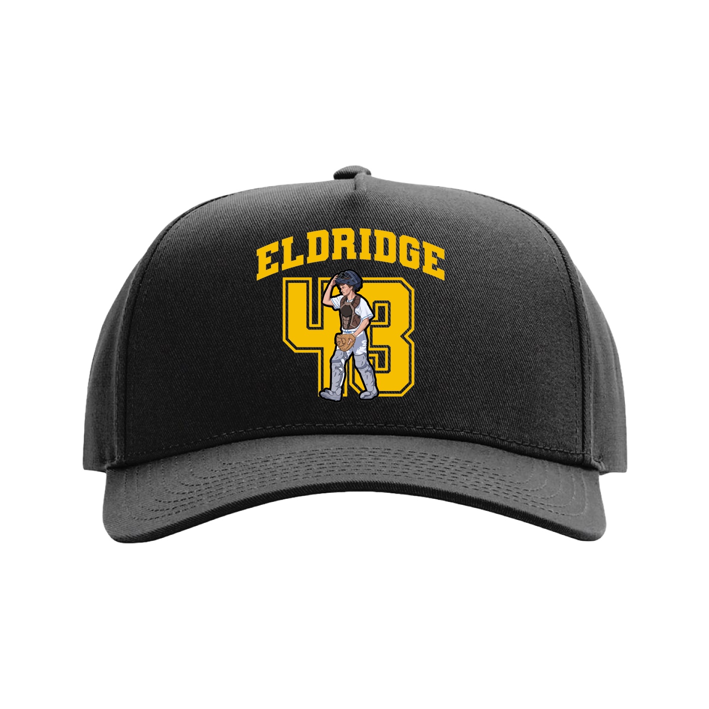 Full Fabric Five-Panel Champ Cap — Number in Black