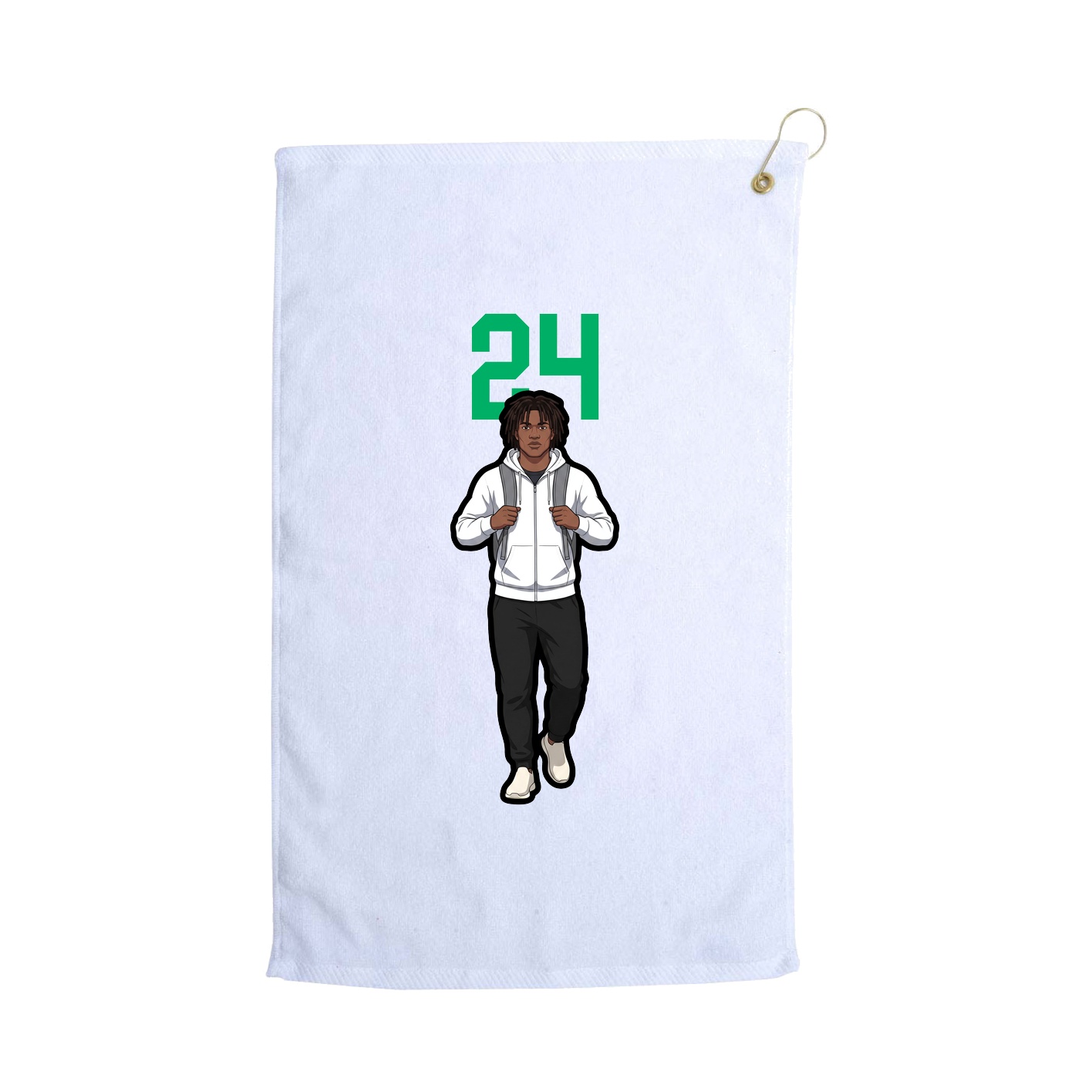 Golf Towel — Number Top in White