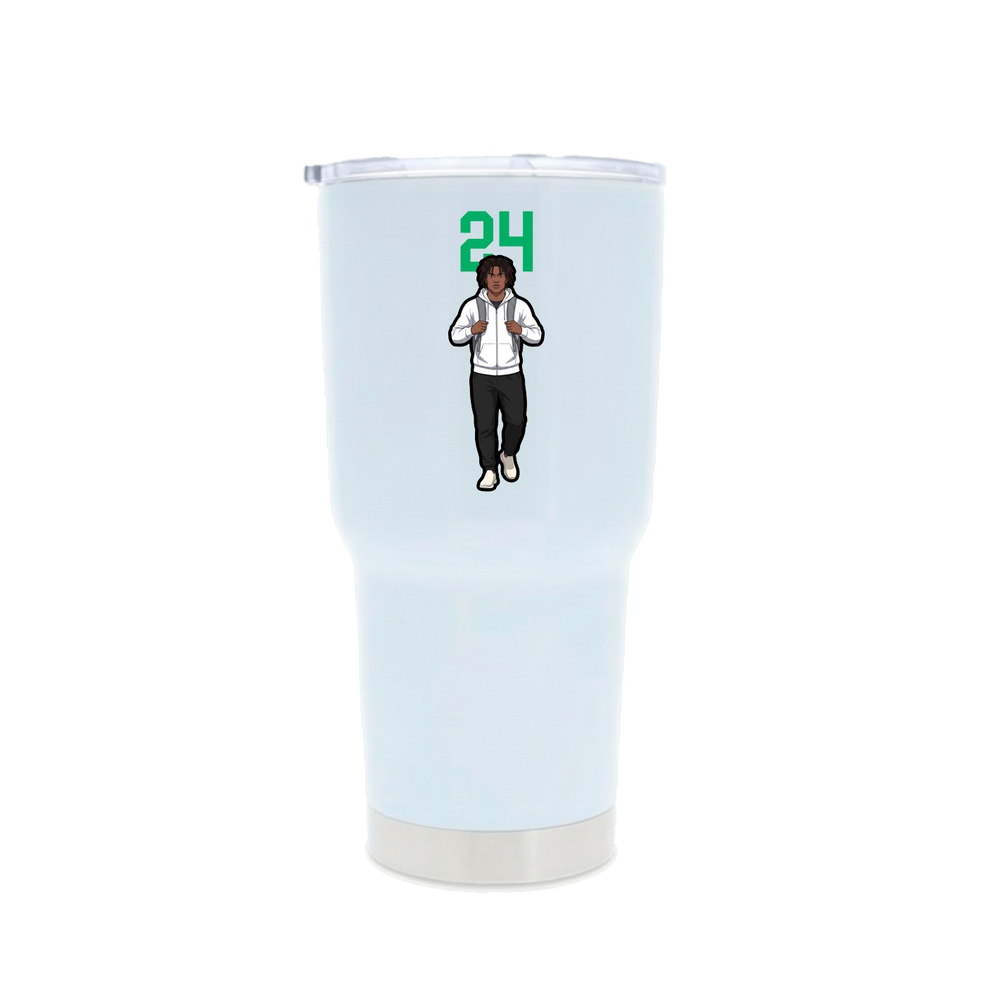 30oz Stainless Steel Tumbler — Number Top in White