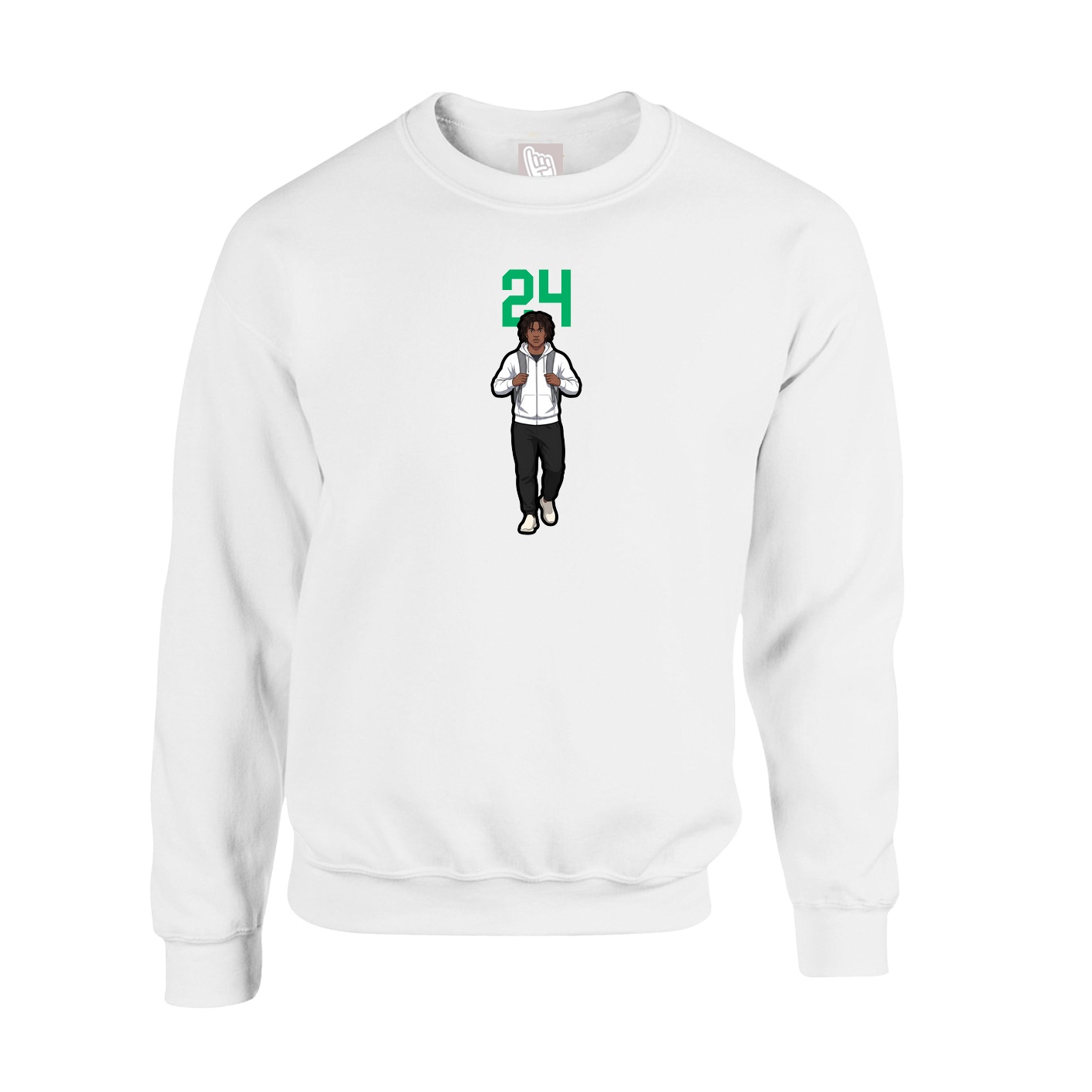 Fleece Crew — Number Top in White
