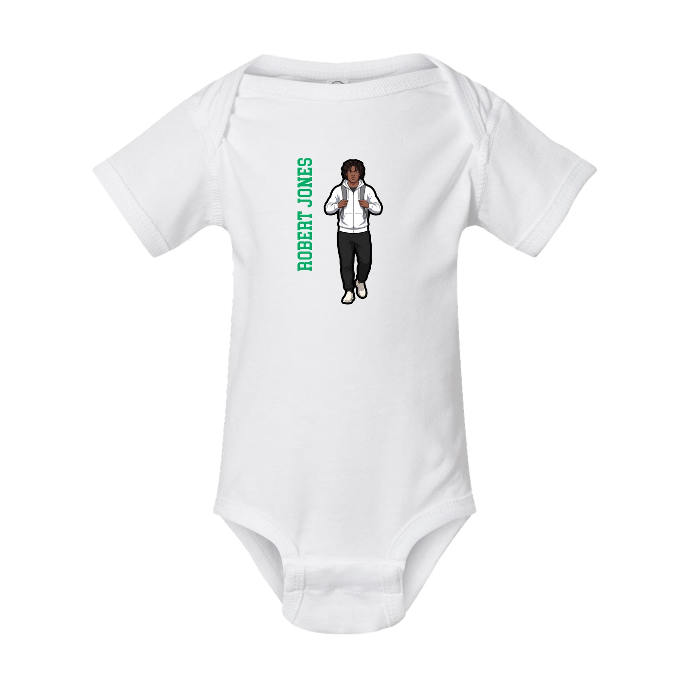 Baby Onesie — Name Vertical in White