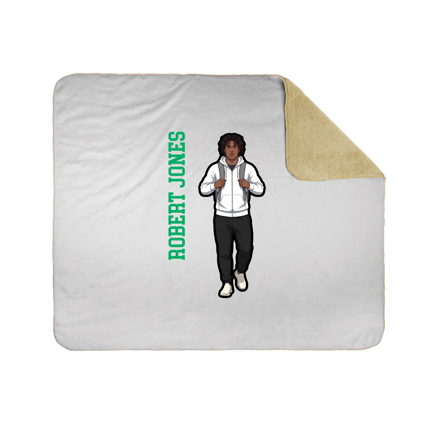 Throw Blanket — Name Vertical in White